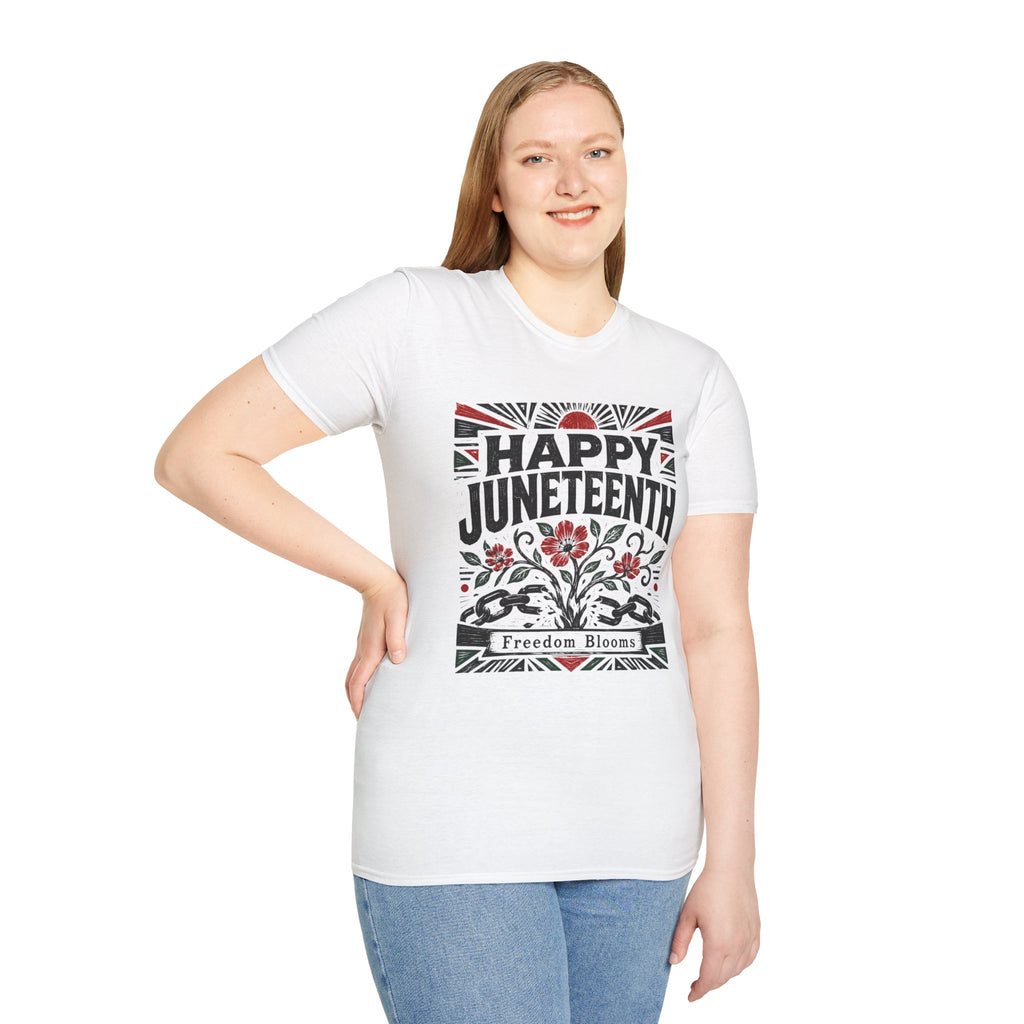Juneteenth T-Shirt — "Happy Juneteenth" Floral Freedom Tee