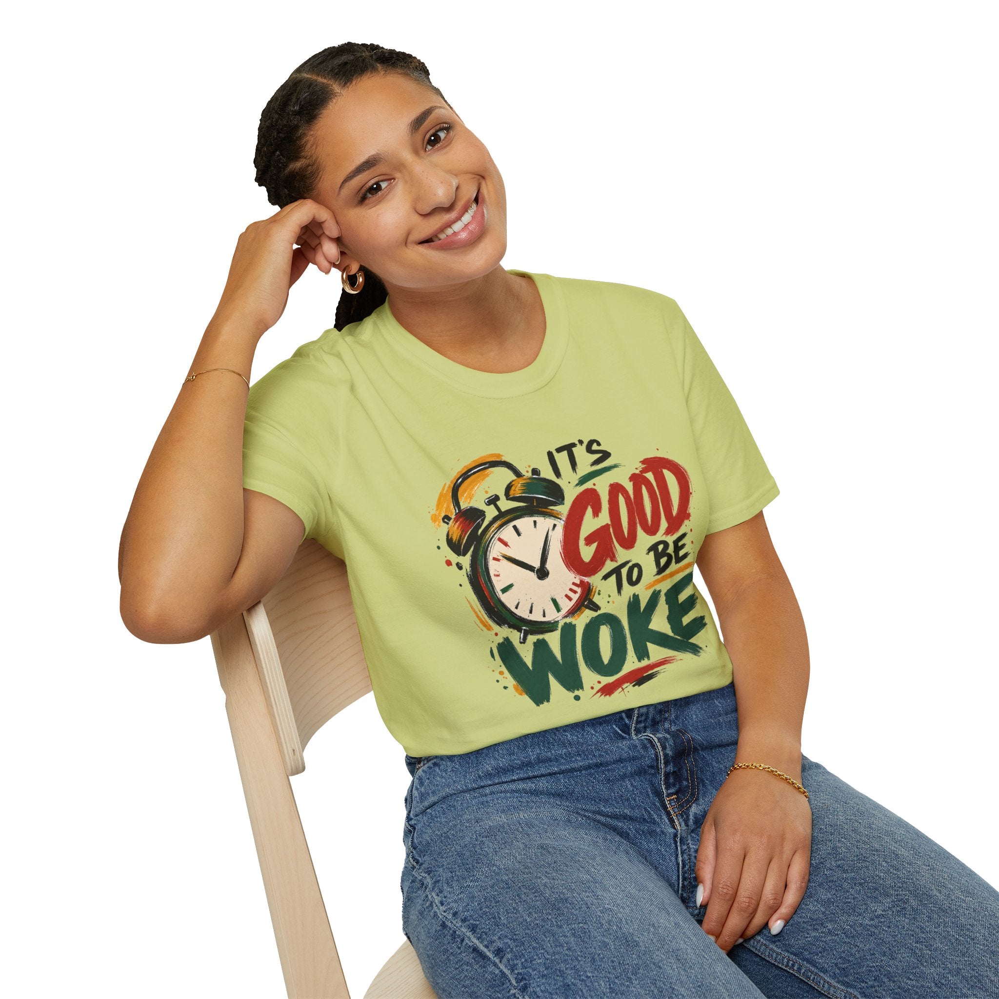 T-Shirt — "It's Good To Be Woke" Graphic Tee (Alarm Clock Design)