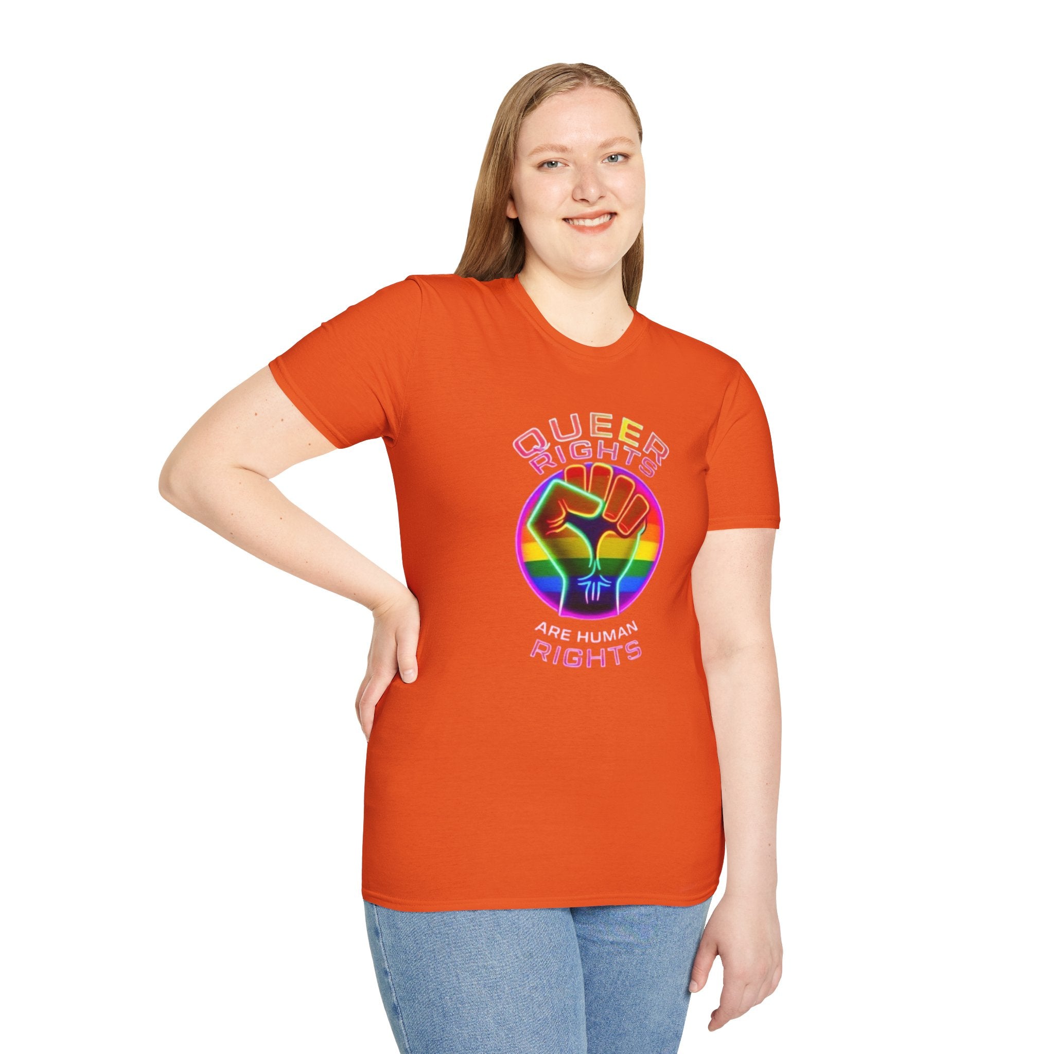 Unisex Softstyle T-Shirt - Queer Rights Are Human Rights Statement Tee