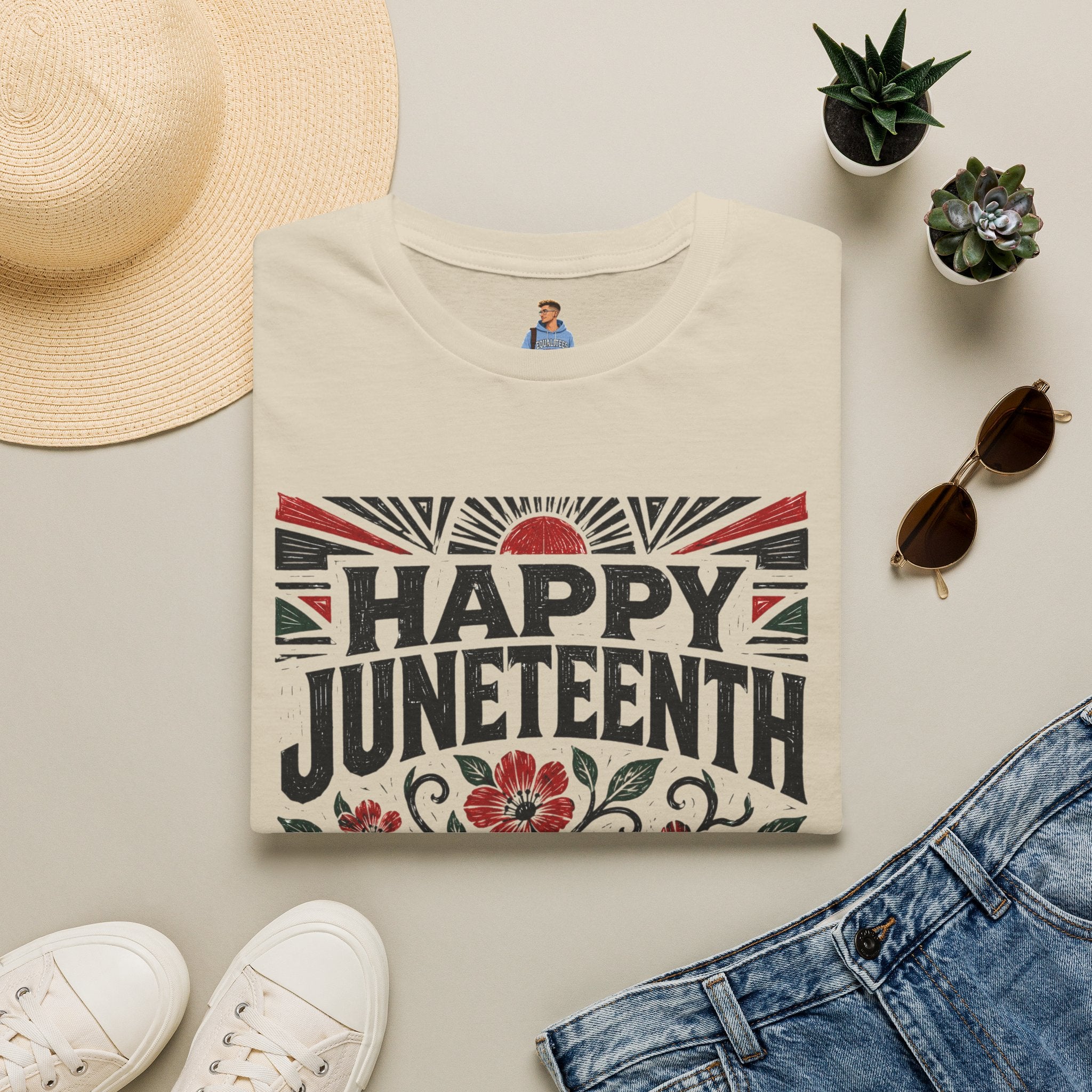 Juneteenth T-Shirt — "Happy Juneteenth" Floral Freedom Tee