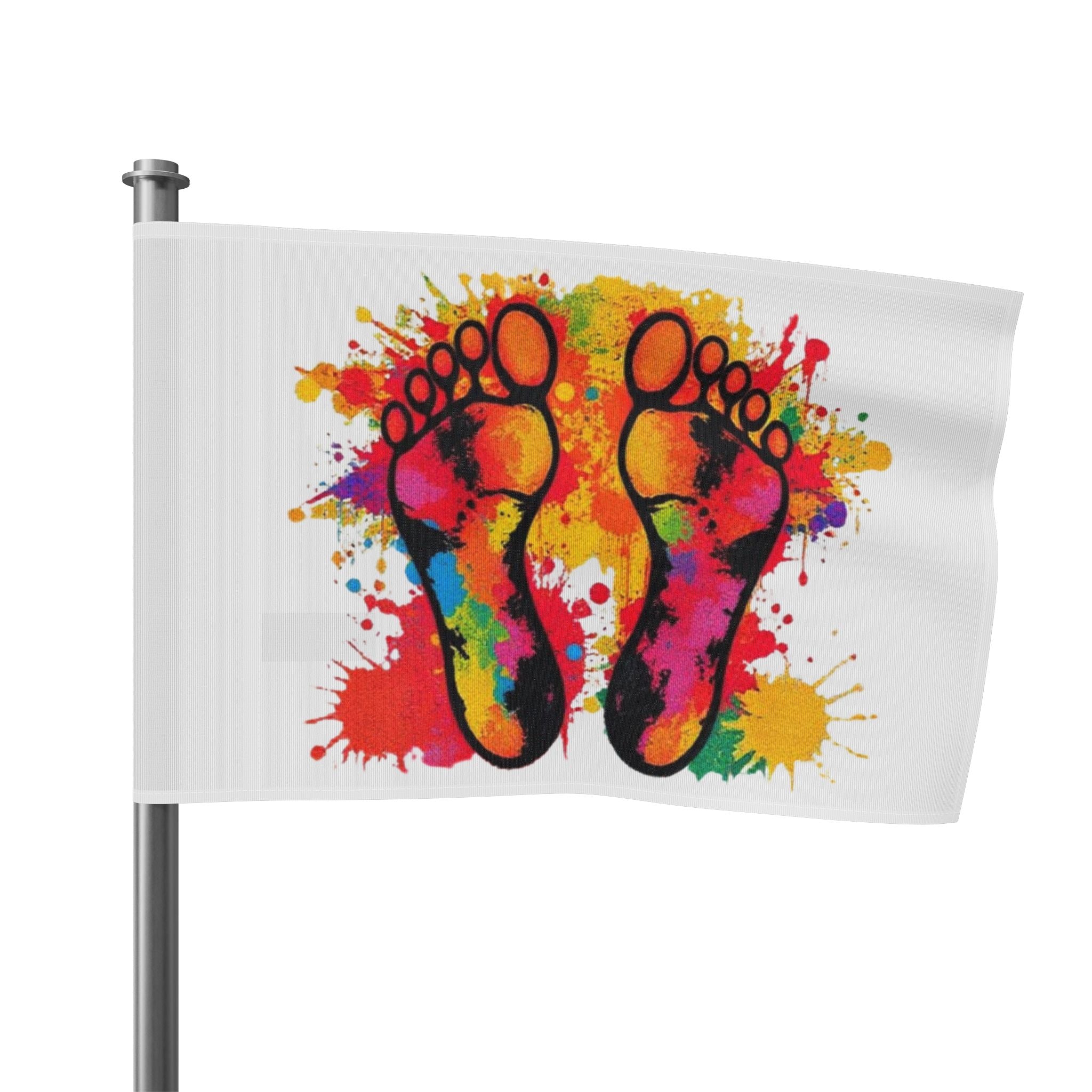 Rainbow Feet Paint Splatter Flag - Aesthetic LGBTQ+ Banner for Celebration & Home Decor - EqualiTees.Me