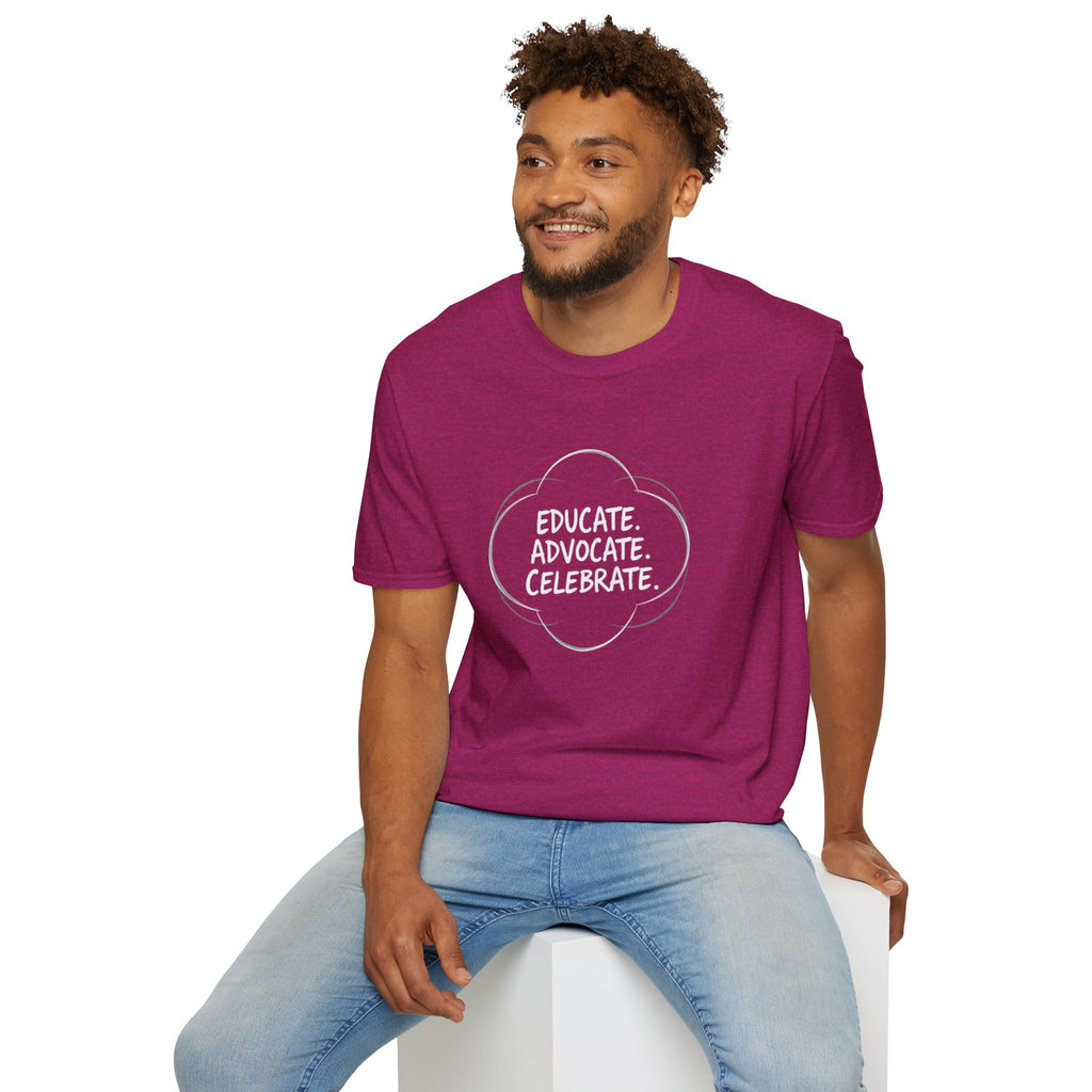 Subtle Pride Educate Advocate Celebrate Minimalist T-Shirt for Every Occasion