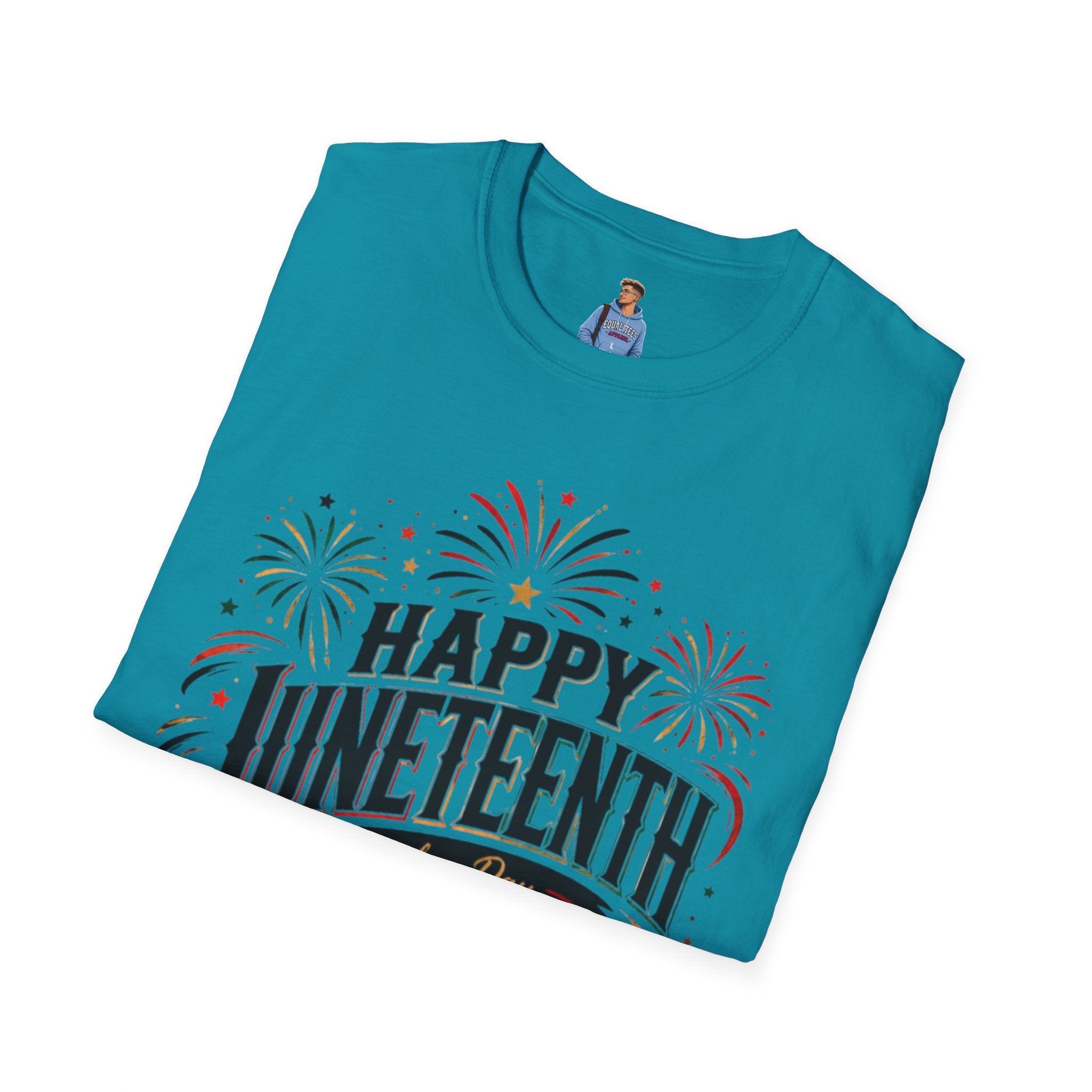 Juneteenth T-Shirt - "Happy Juneteenth" Fireworks Celebration Tee