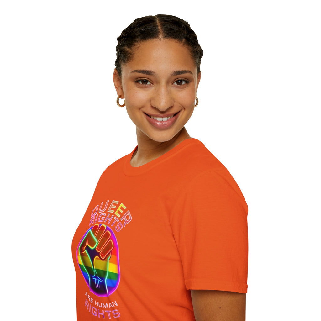 Unisex Softstyle T-Shirt - Queer Rights Are Human Rights Statement Tee