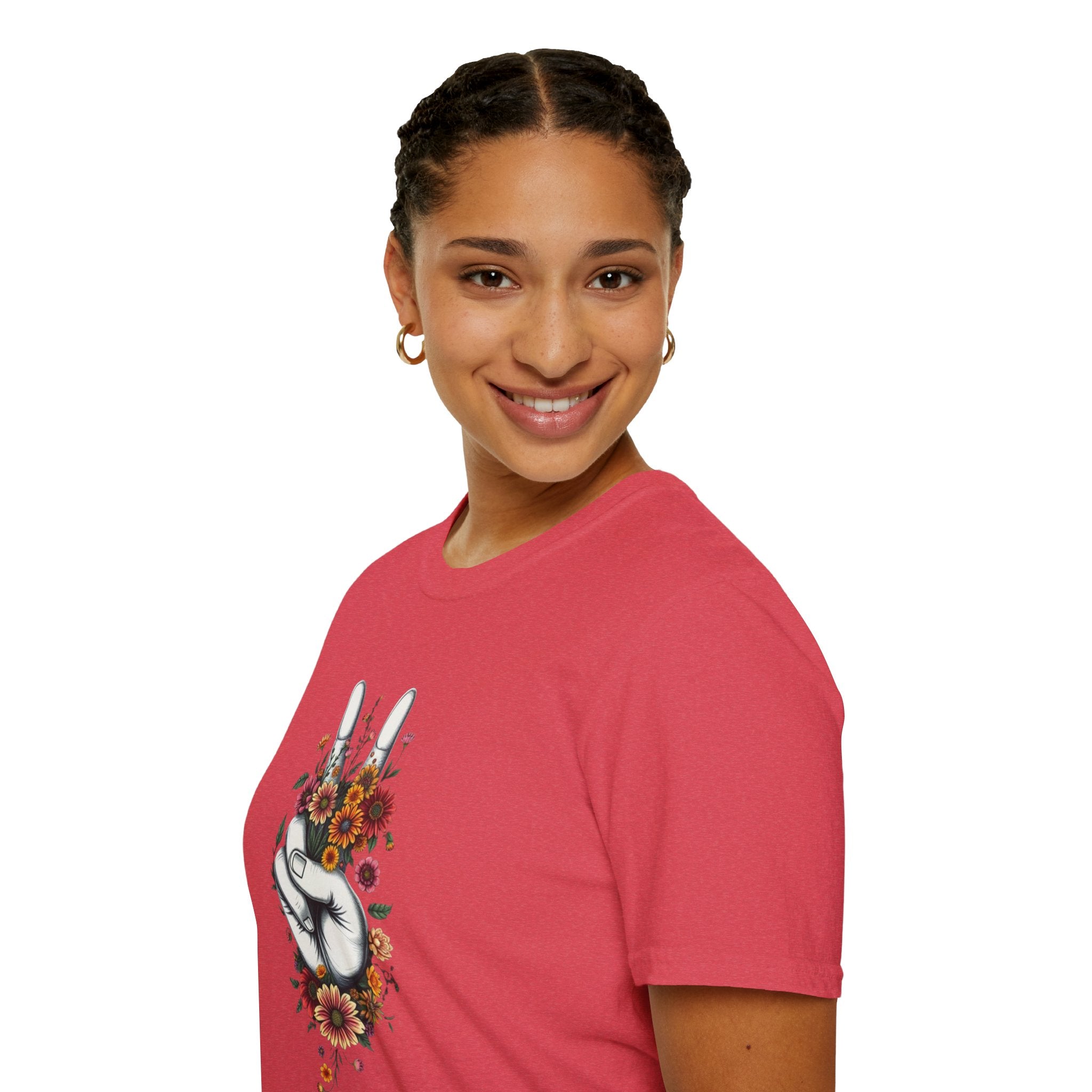 Camiseta unisex de estilo suave Grow Peace: inspiración boho, perfecta para festivales y uso diario