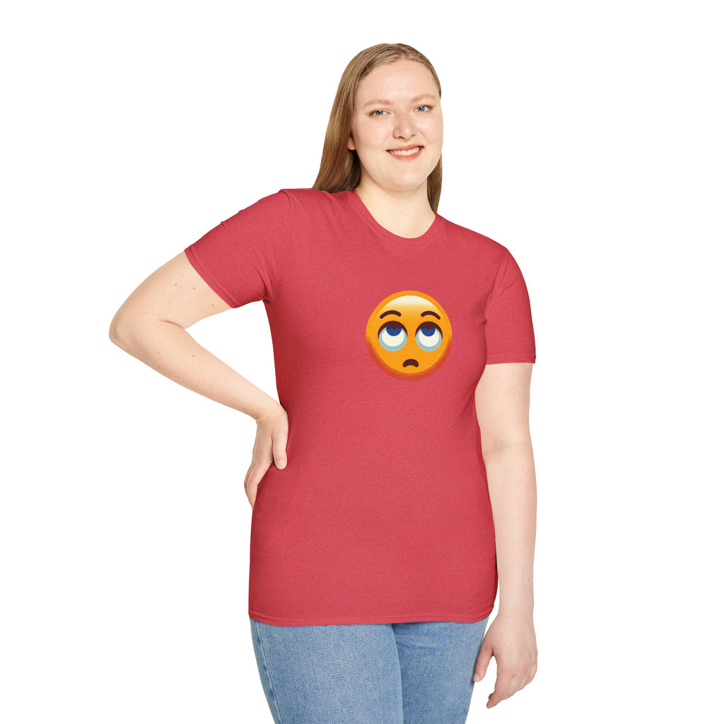 Camiseta unisex de estilo suave con emoji de ojos en blanco | Camiseta gráfica informal para el día a día
