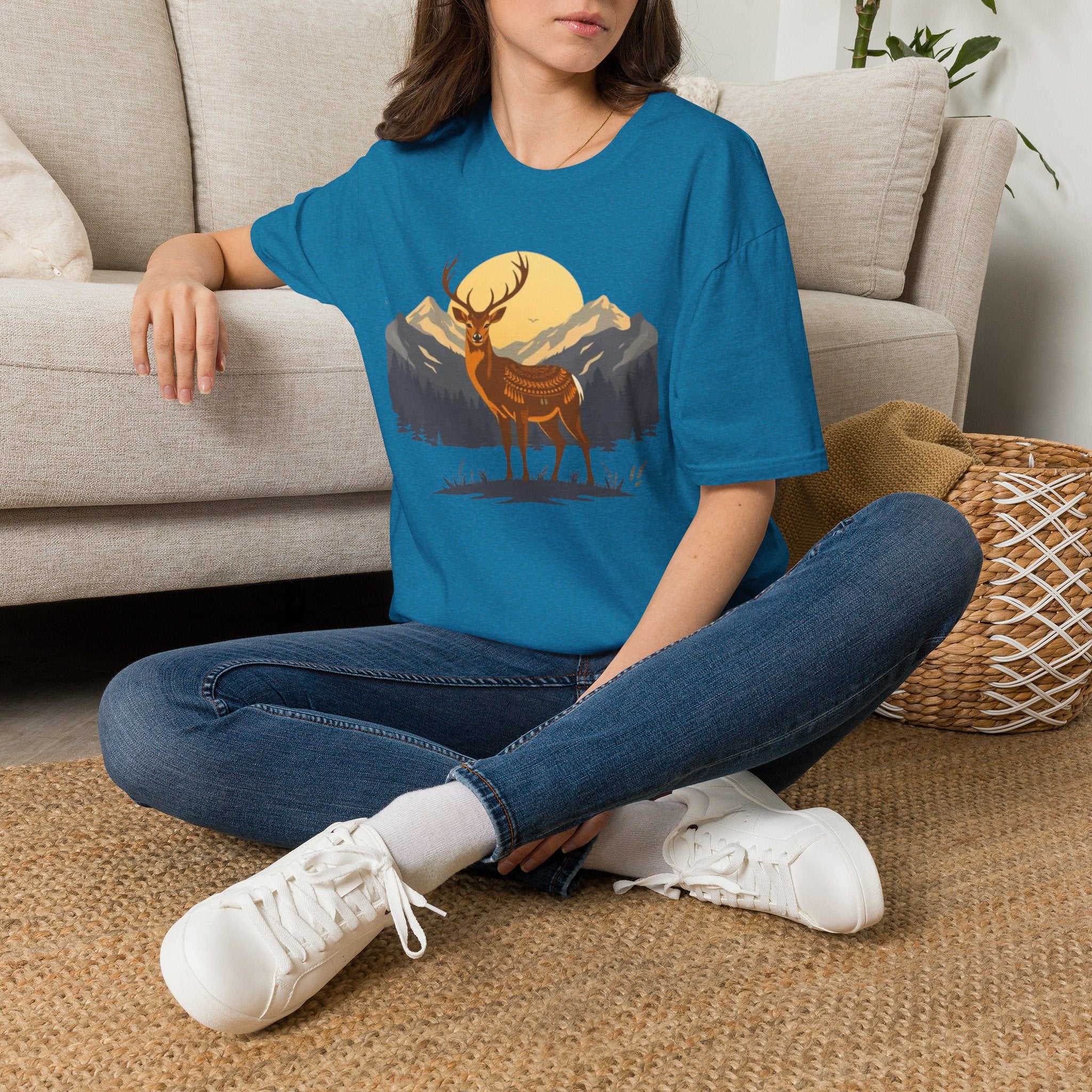 Mountain Sunset Deer Unisex Softstyle T-Shirt
