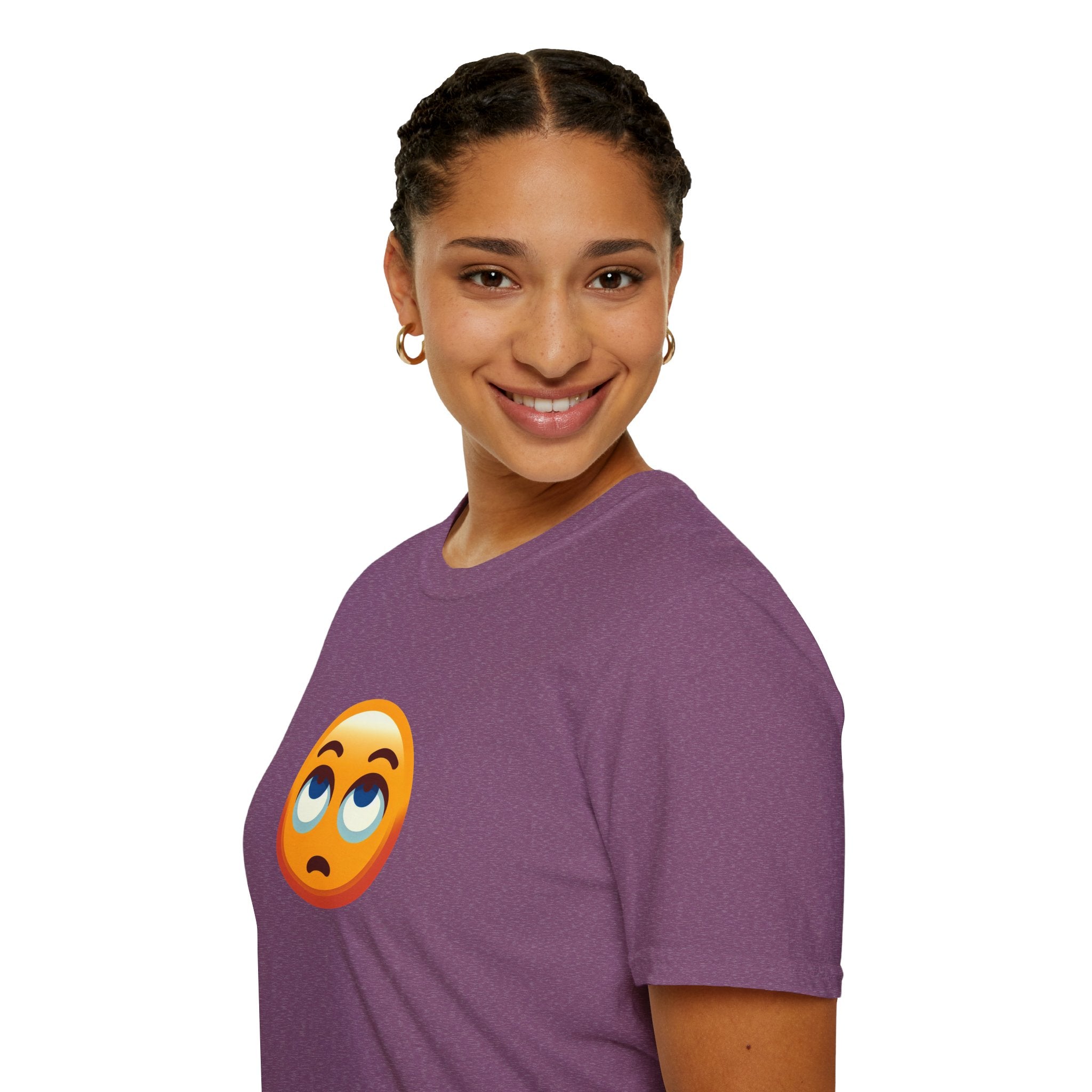 Camiseta unisex de estilo suave con emoji de ojos en blanco | Camiseta gráfica informal para el día a día