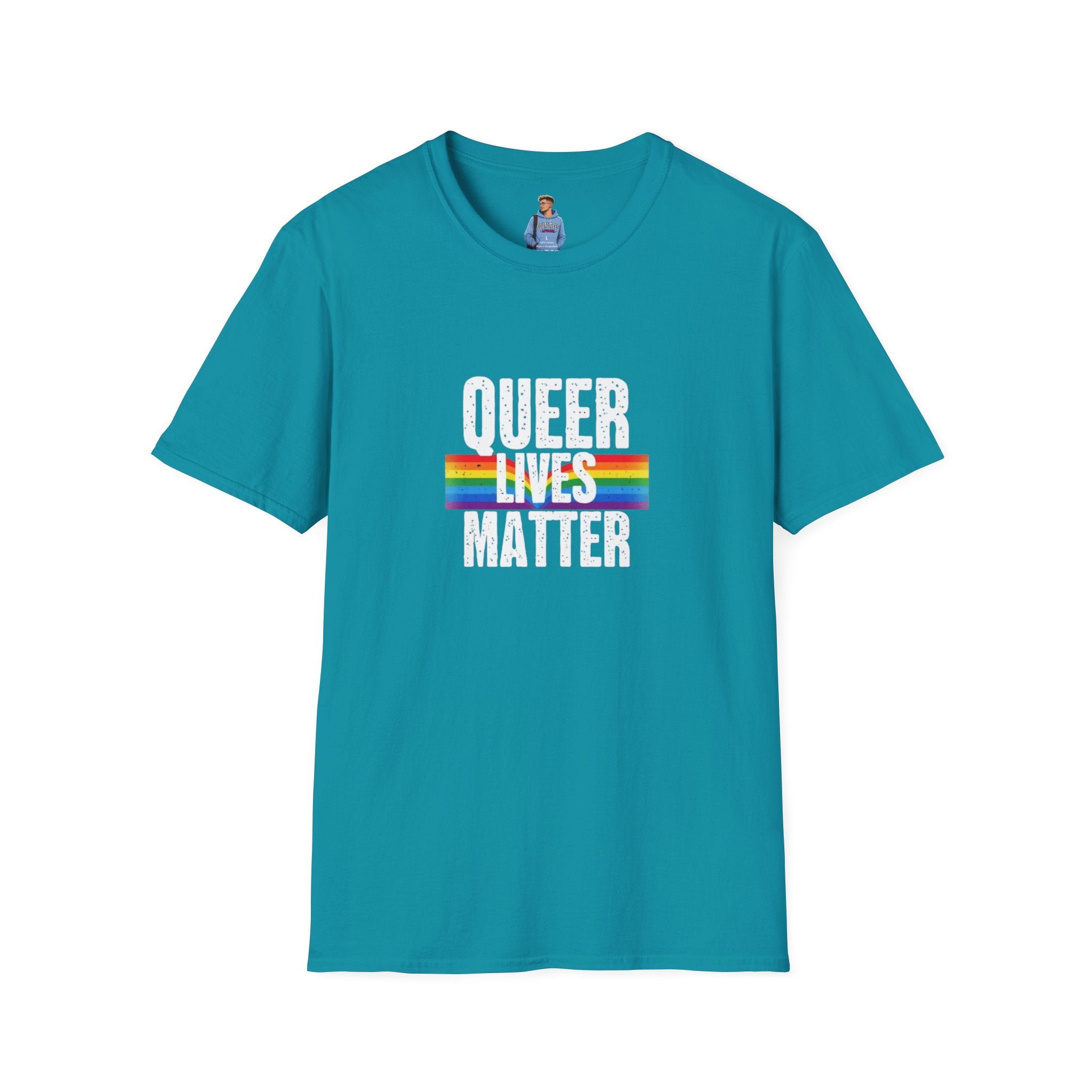 Queer Lives Matter Unisex Softstyle T-Shirt - Support LGBTQ+ Rights