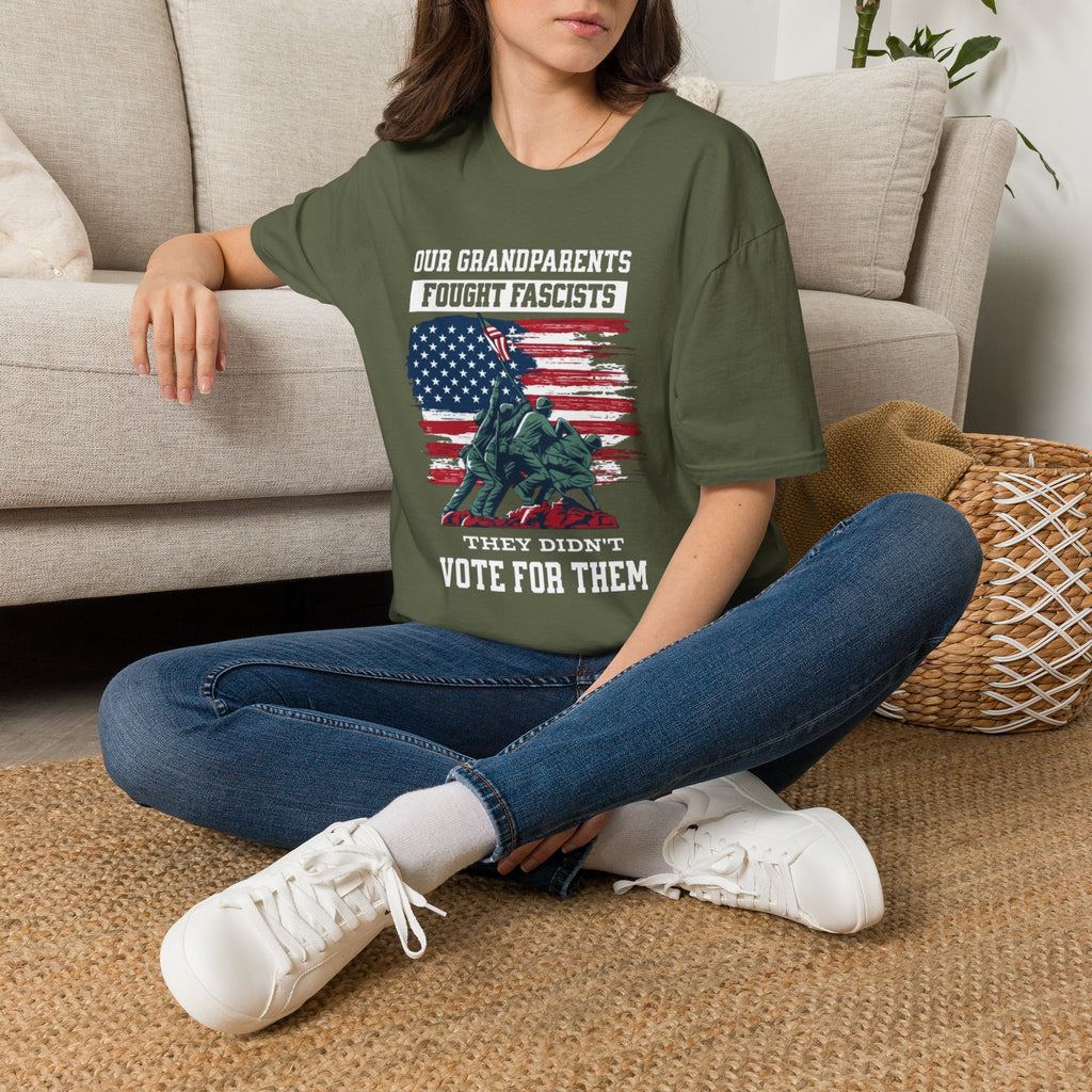 Unisex Softstyle T-Shirt: 'Our Grandparents Fought Fascists' Patriotic Tee