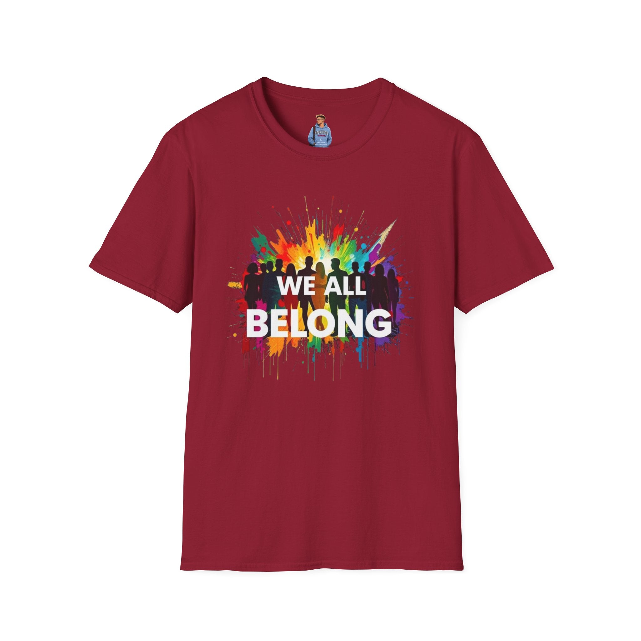 Camiseta unisex de estilo suave "Todos pertenecemos" - Camiseta colorida del orgullo