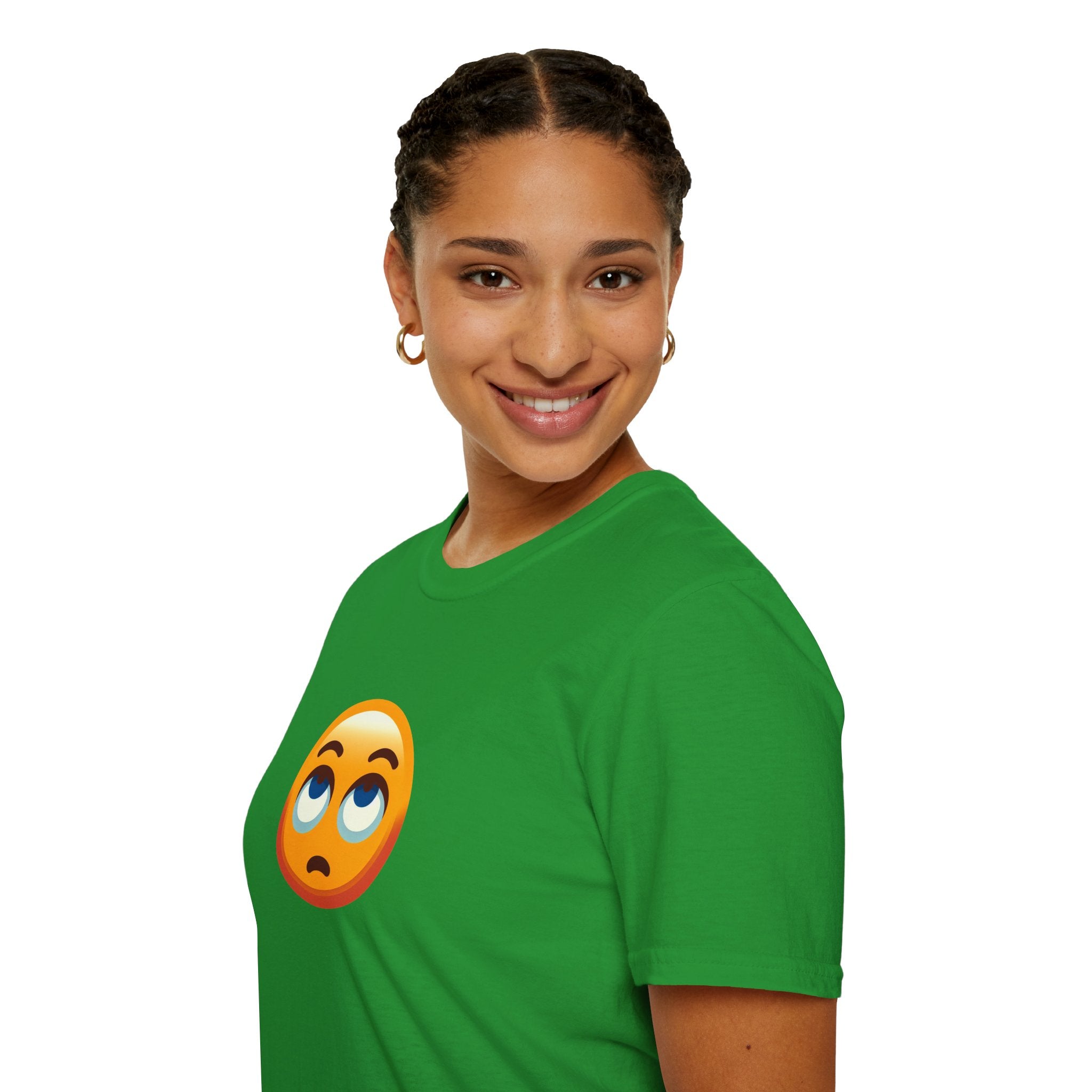 Camiseta unisex de estilo suave con emoji de ojos en blanco | Camiseta gráfica informal para el día a día