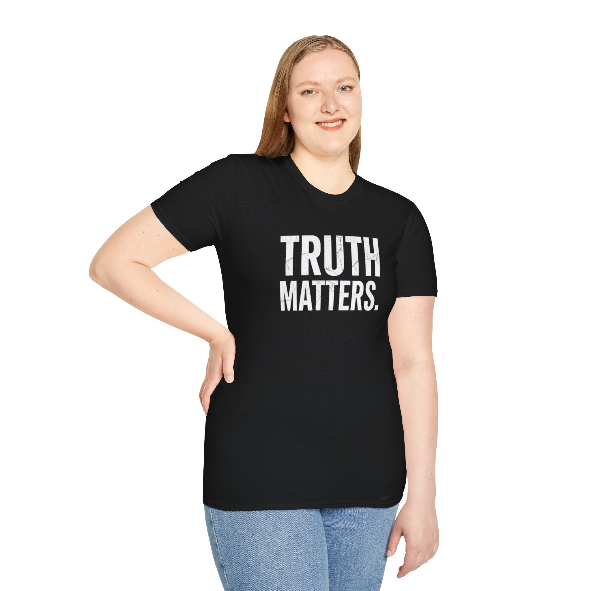 Camiseta unisex de estilo suave: camiseta con el lema "La verdad importa", ideal para activistas y uso diario.