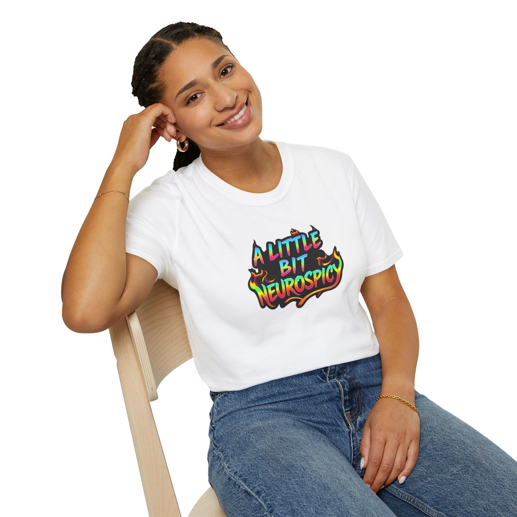 Camiseta unisex de estilo suave A Little Bit Neurospicy: camiseta gráfica divertida y peculiar para la conciencia neurodivergente