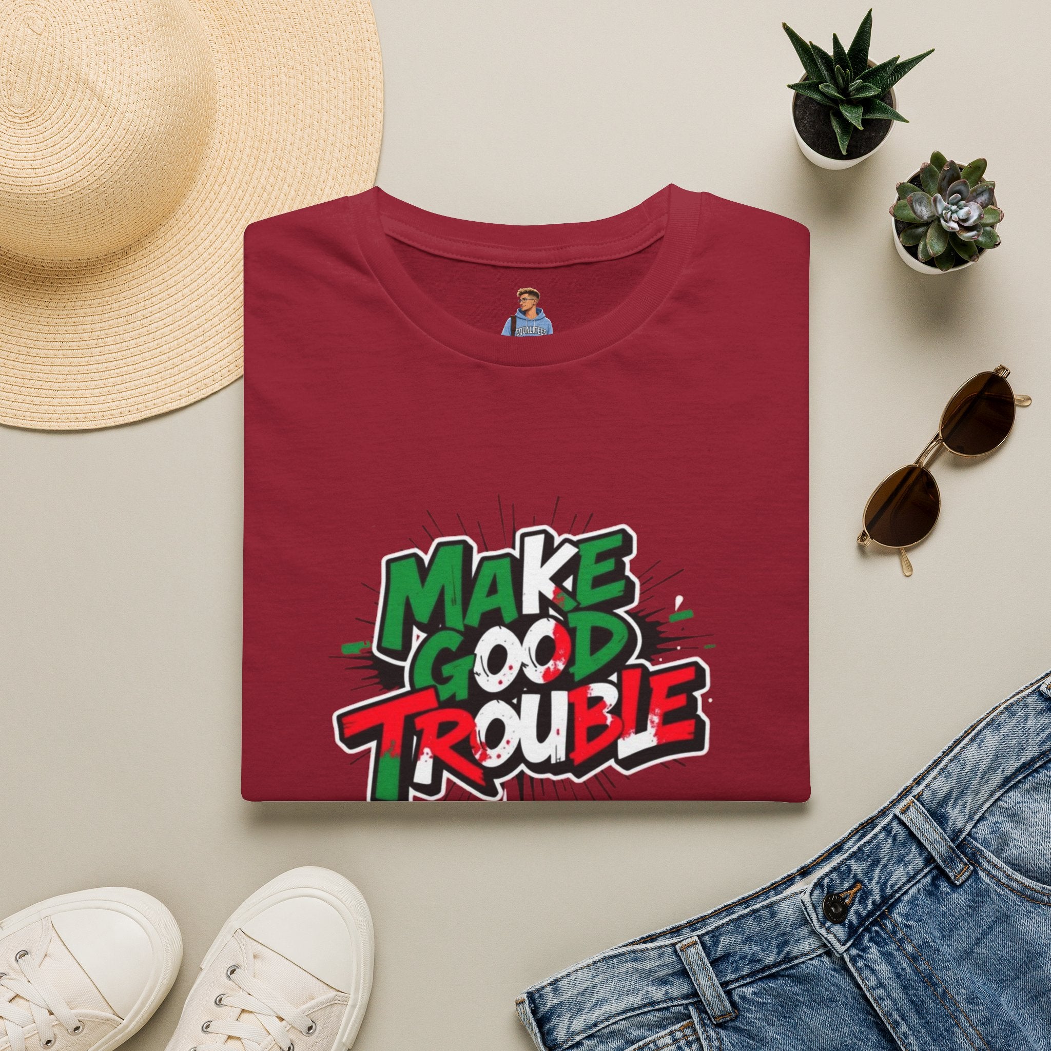 Camiseta unisex de estilo suave Make Good Trouble | Divertida camiseta gráfica para activistas y creadores de tendencias