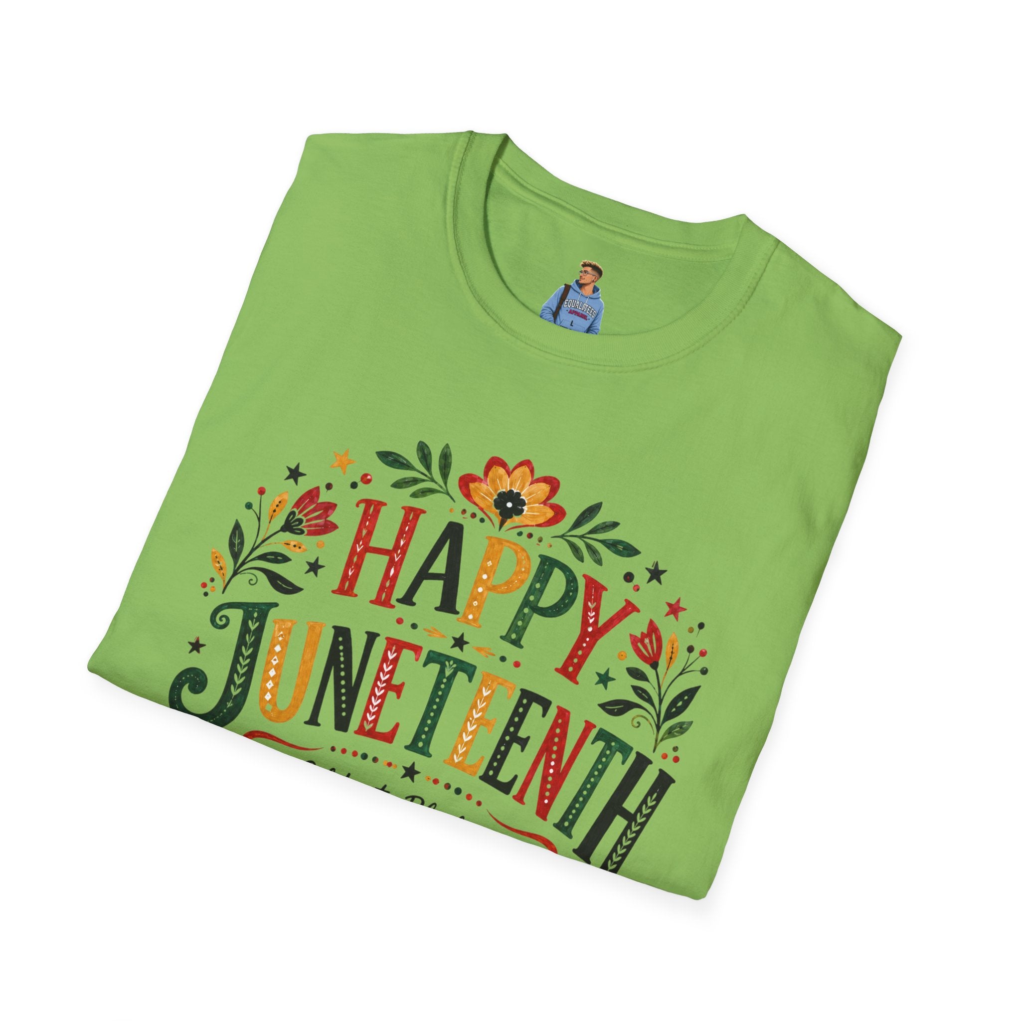 Juneteenth T-Shirt — "Happy Juneteenth" Floral Celebration Tee