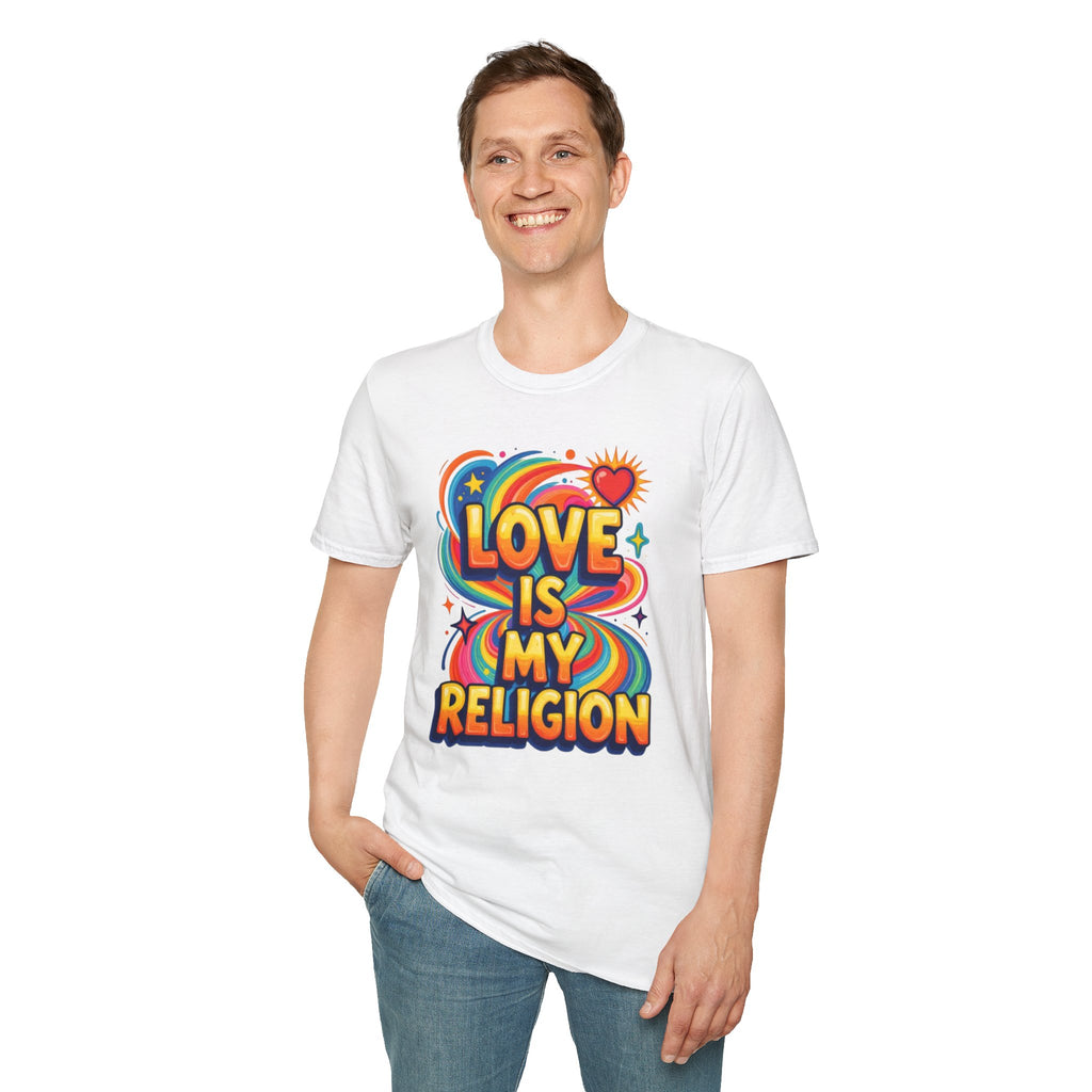 Love Is My Religion Retro Rainbow Graphic T-shirt