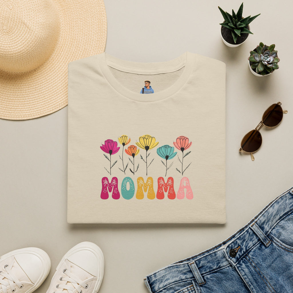 Camiseta unisex de estilo suave con estampado floral 'Momma': perfecta para el Día de la Madre y para usar todos los días