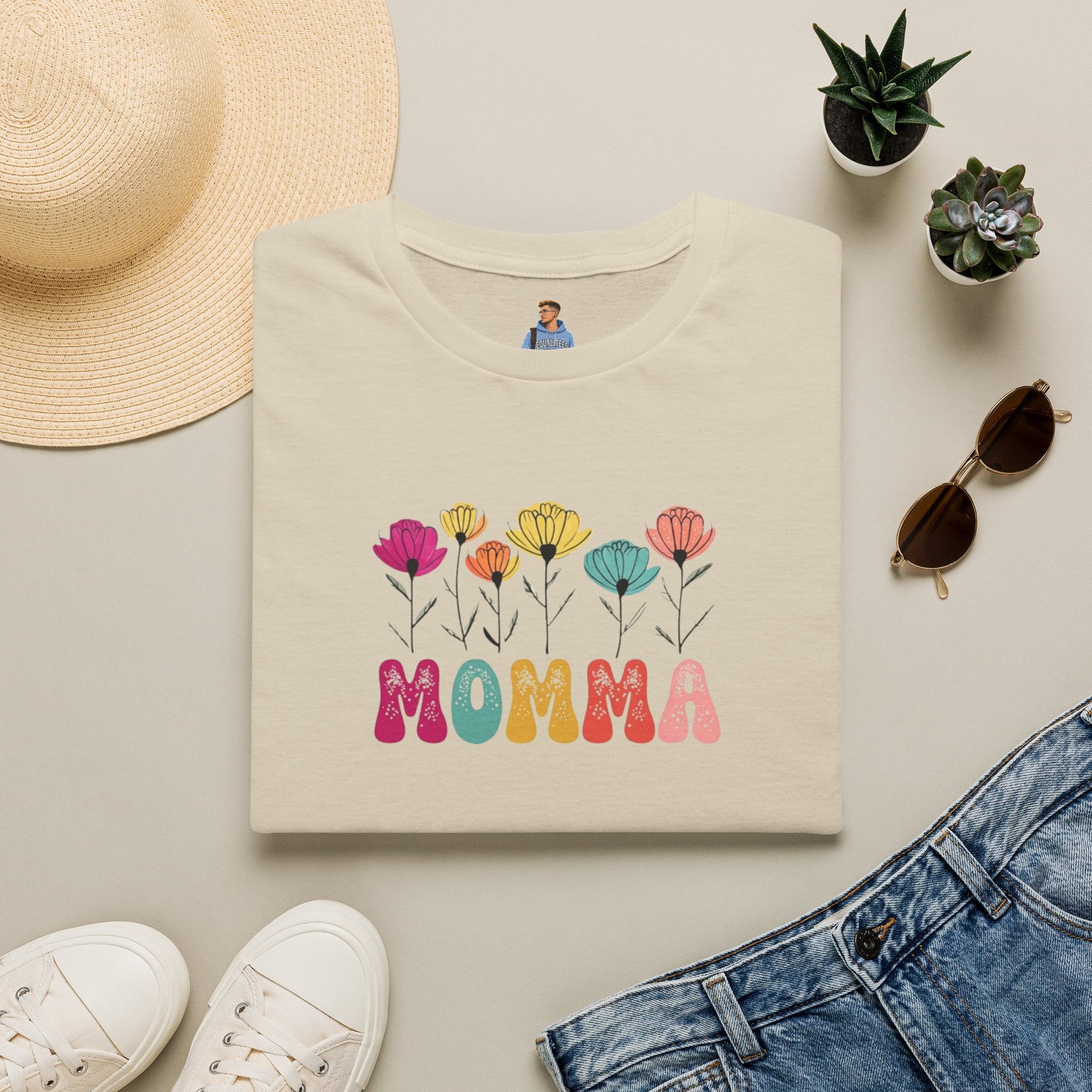 Camiseta unisex de estilo suave con estampado floral 'Momma': perfecta para el Día de la Madre y para usar todos los días