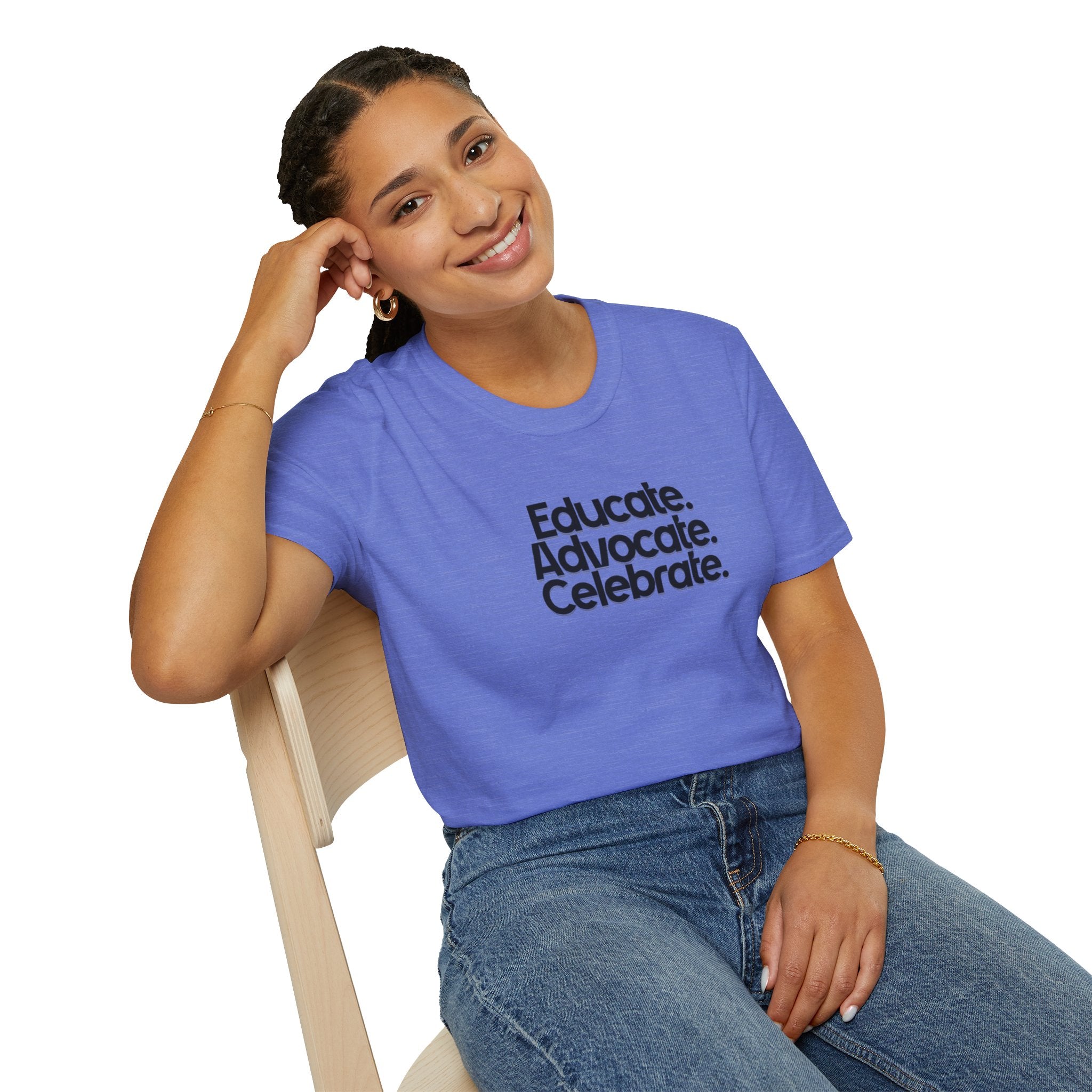 Teacher Advocate T-Shirt - Subtle Pride Educate Advocate Celebrate Design