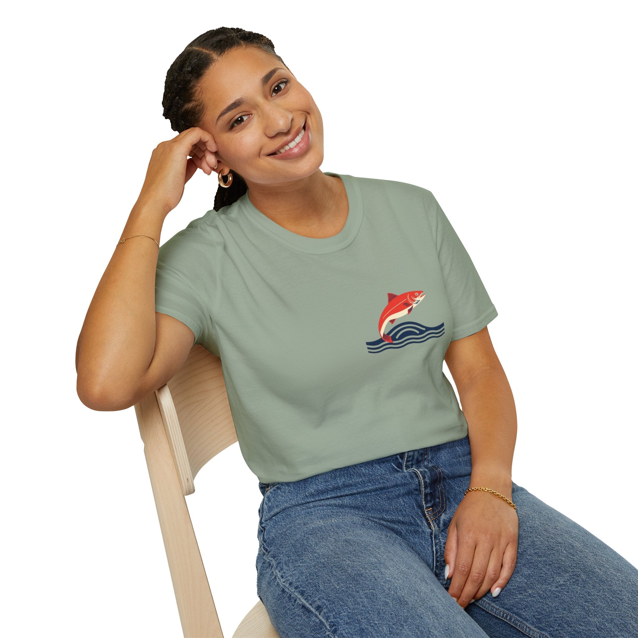 Jumping Salmon Native Pride Softstyle Unisex T-shirt