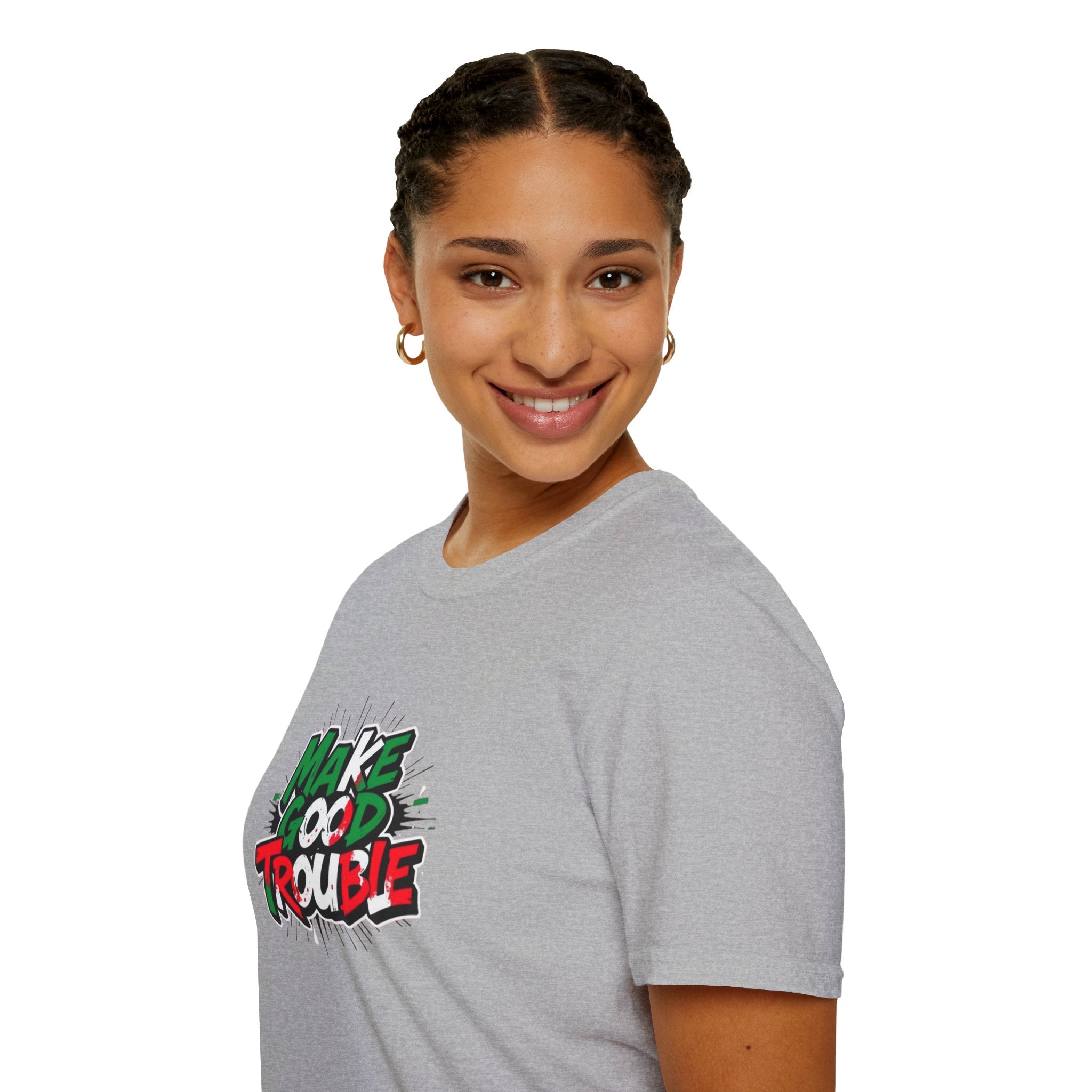 Camiseta unisex de estilo suave Make Good Trouble | Divertida camiseta gráfica para activistas y creadores de tendencias