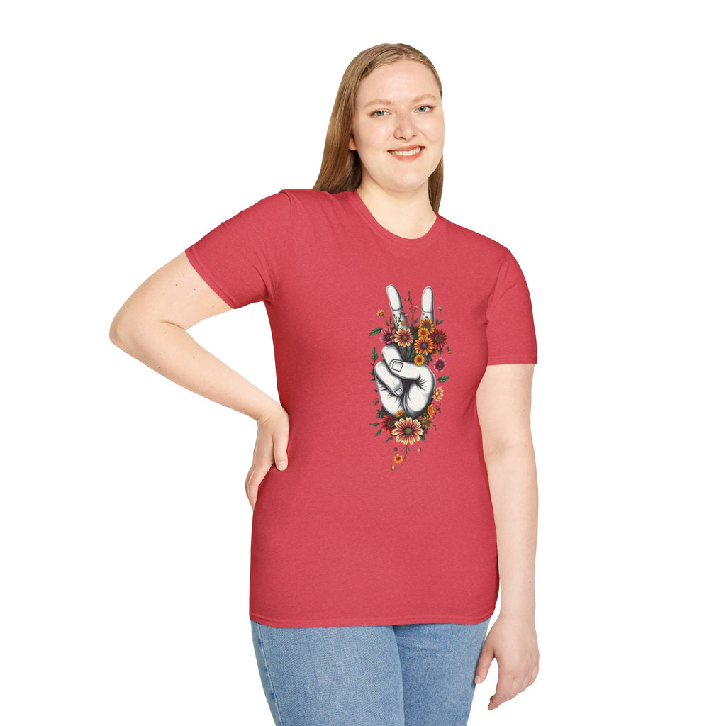 Camiseta unisex de estilo suave Grow Peace: inspiración boho, perfecta para festivales y uso diario