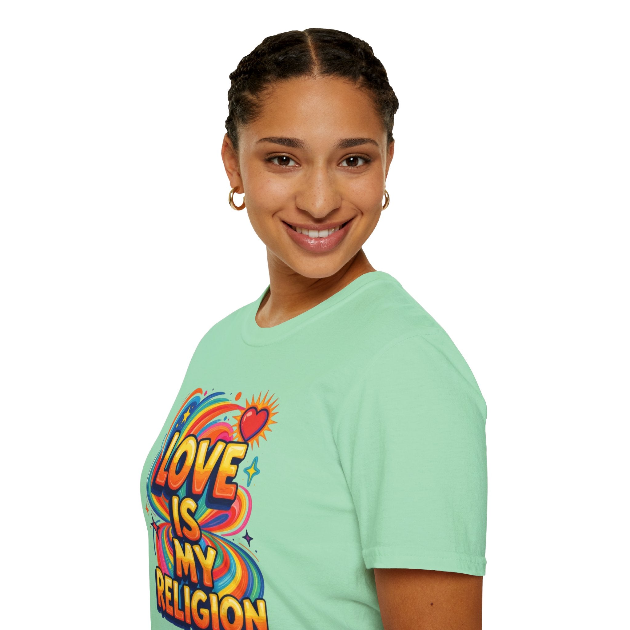 Love Is My Religion Retro Rainbow Graphic T-shirt