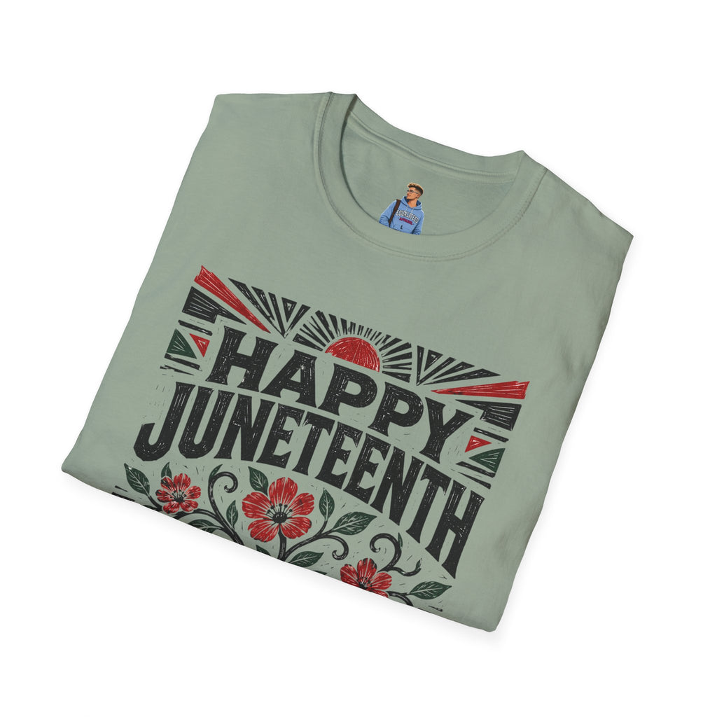 Juneteenth T-Shirt — "Happy Juneteenth" Floral Freedom Tee