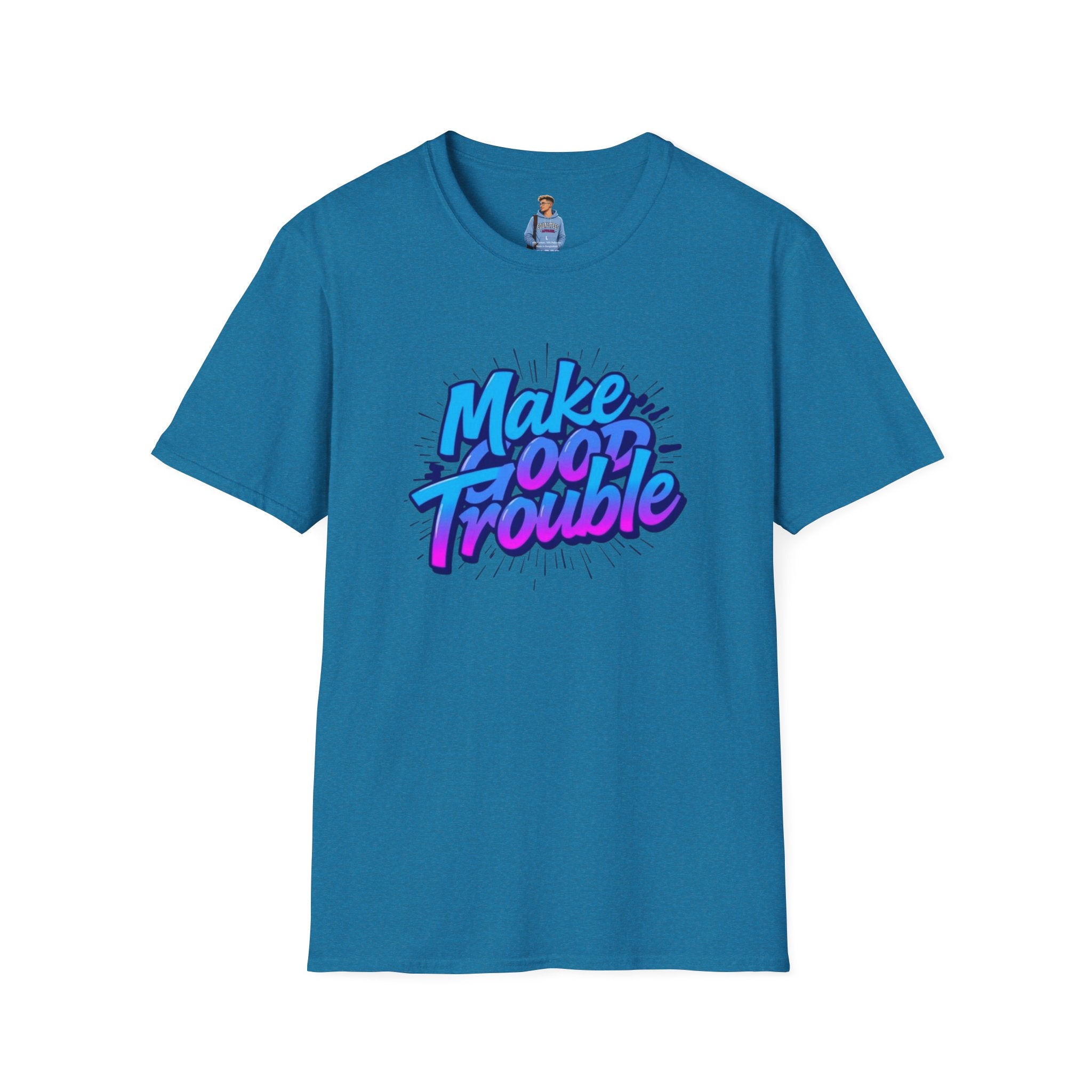 Make Good Trouble Blue Graphic Unisex T-Shirt - Fun & Bold Design for Everyday Wear