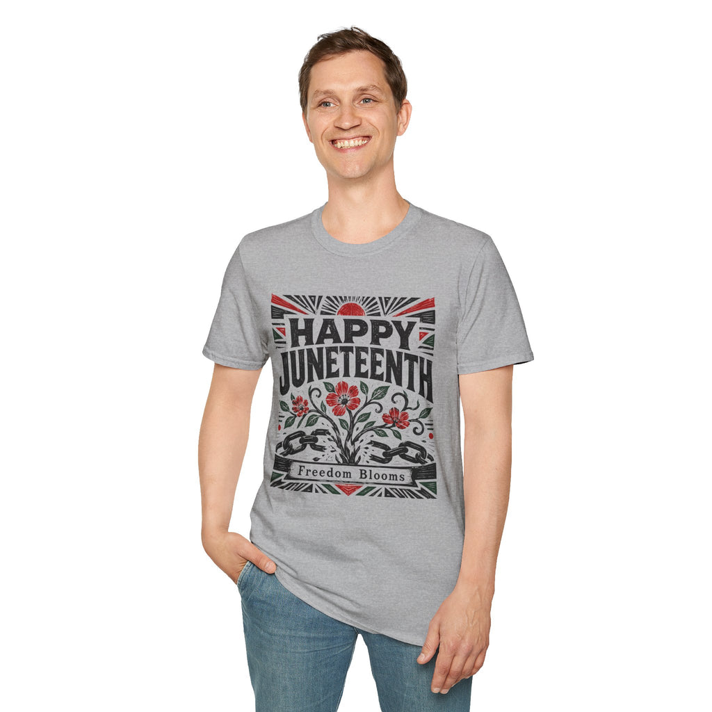 Juneteenth T-Shirt — "Happy Juneteenth" Floral Freedom Tee