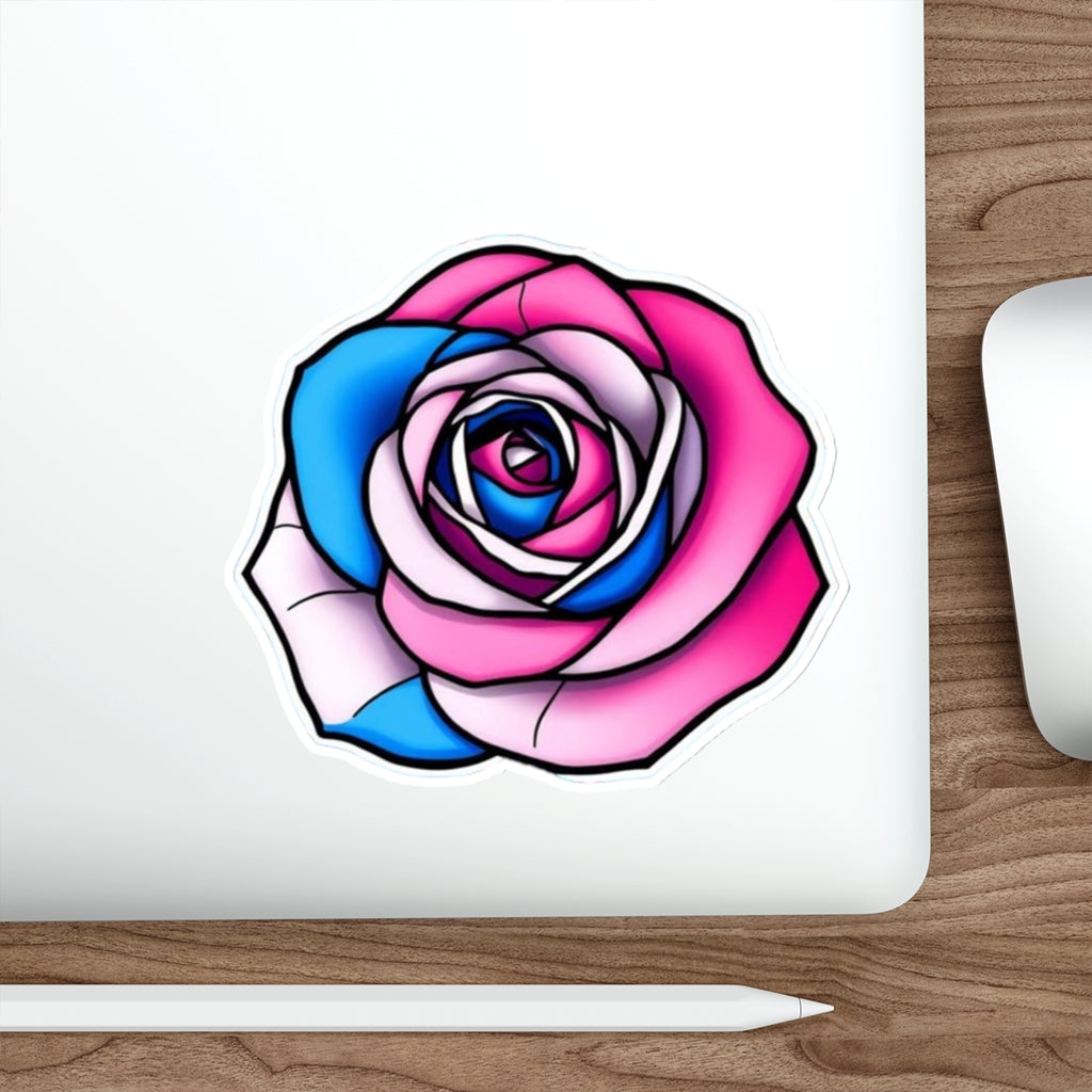 Die-Cut Stickers - Rose - Trans Colors Outlined - EqualiTees.Me