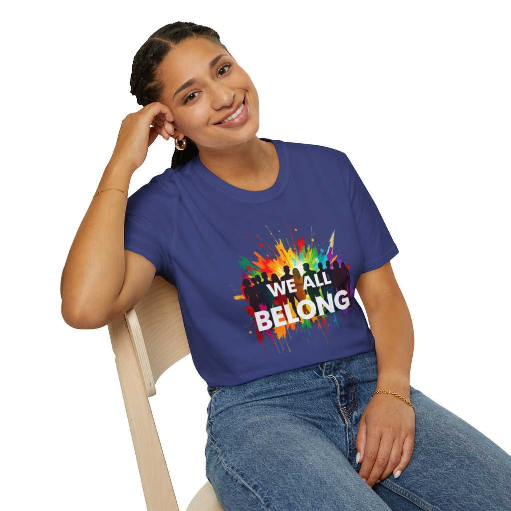We All Belong Unisex Softstyle T-Shirt - Colorful Pride Tee