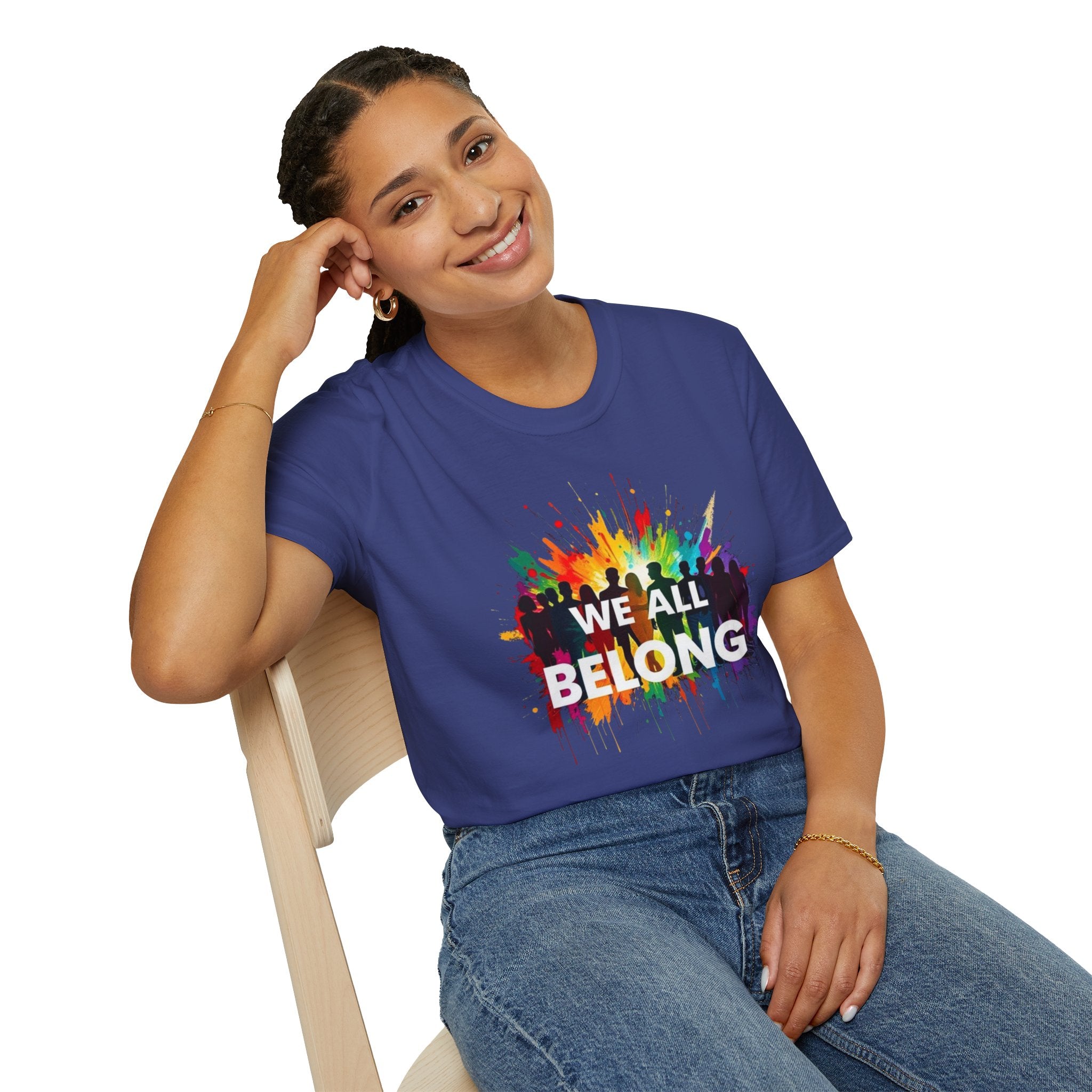 We All Belong Unisex Softstyle T-Shirt - Colorful Pride Tee