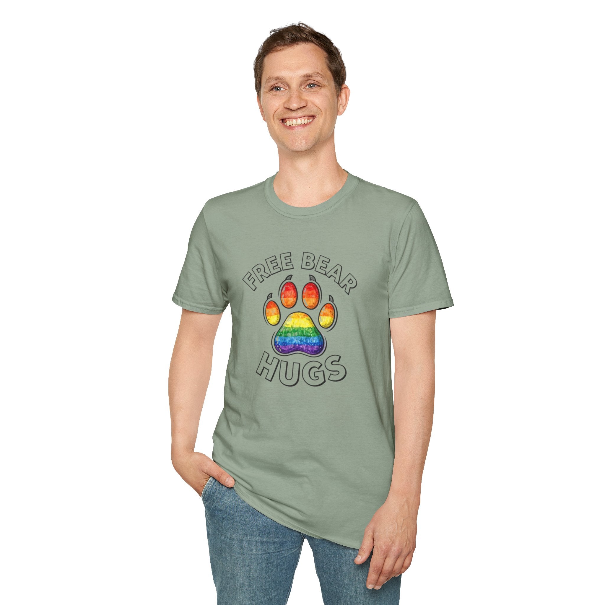 Free Bear Hugs Rainbow Paw T-Shirt
