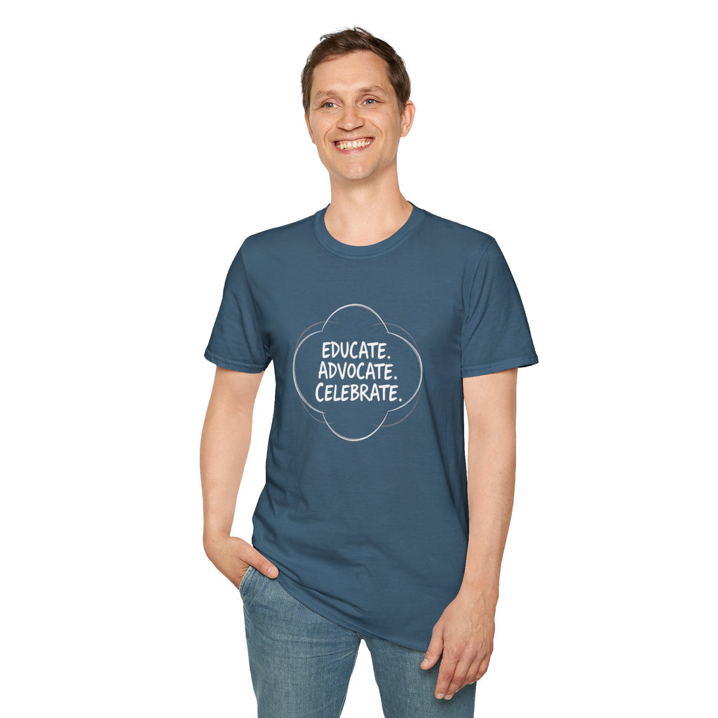 Subtle Pride Educate Advocate Celebrate Minimalist T-Shirt for Every Occasion