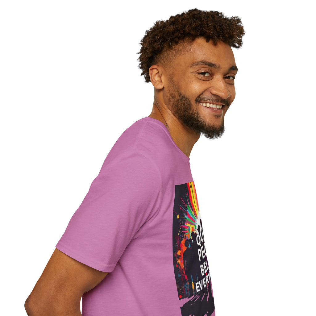 Unisex Softstyle T-Shirt - 'Queer People Belong Everywhere' Pride Graphic Tee