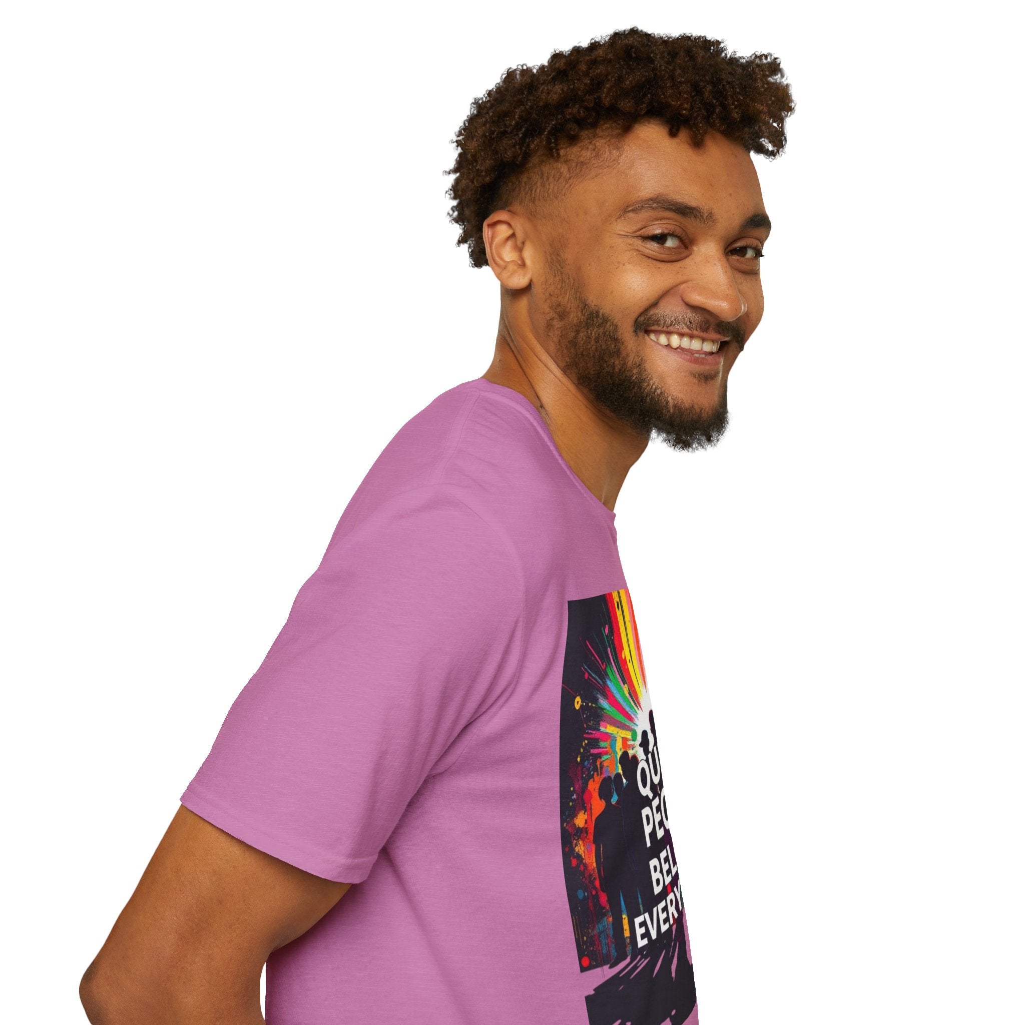 Unisex Softstyle T-Shirt - 'Queer People Belong Everywhere' Pride Graphic Tee