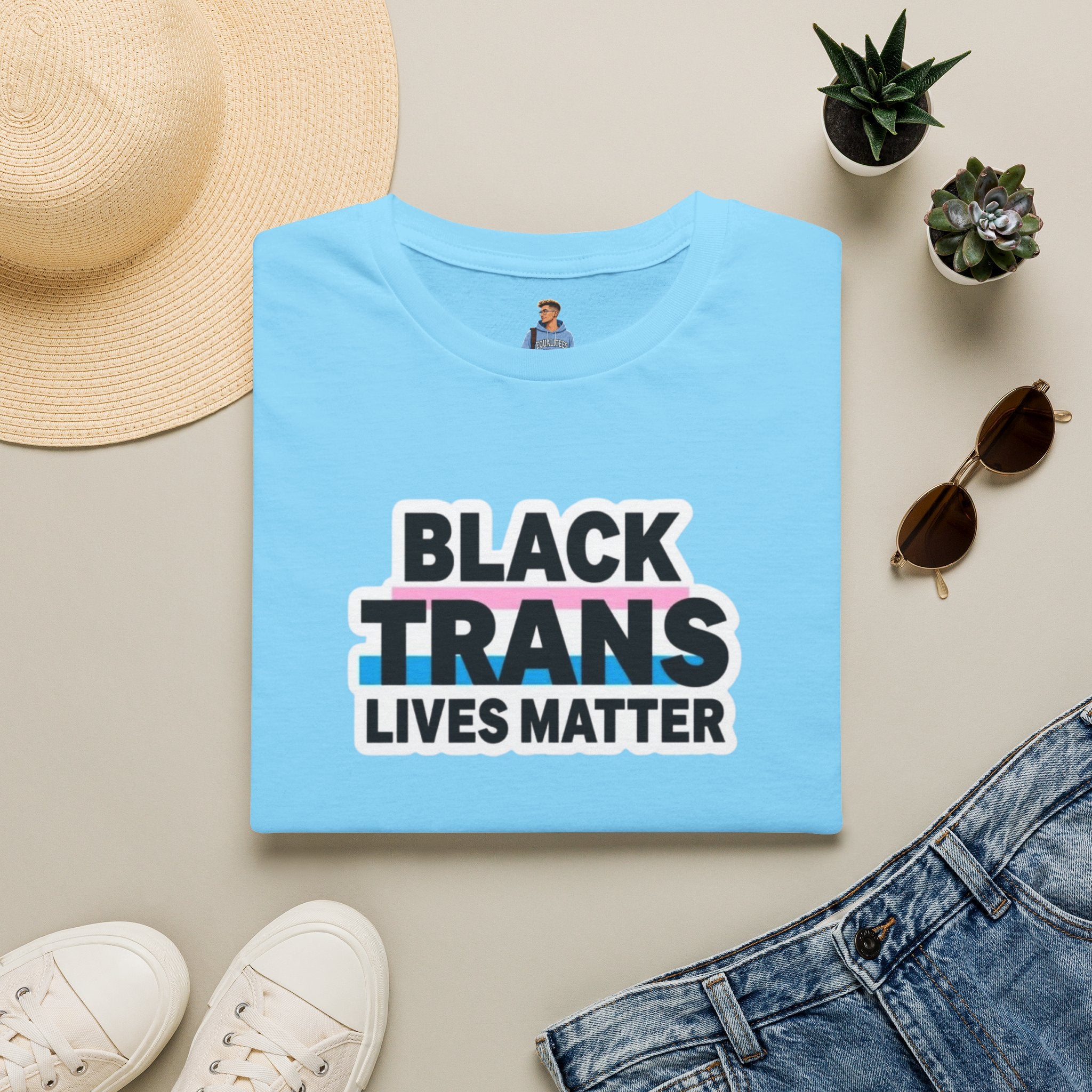 Unisex Softstyle T-Shirt - Black Trans Lives Matter Statement Tee