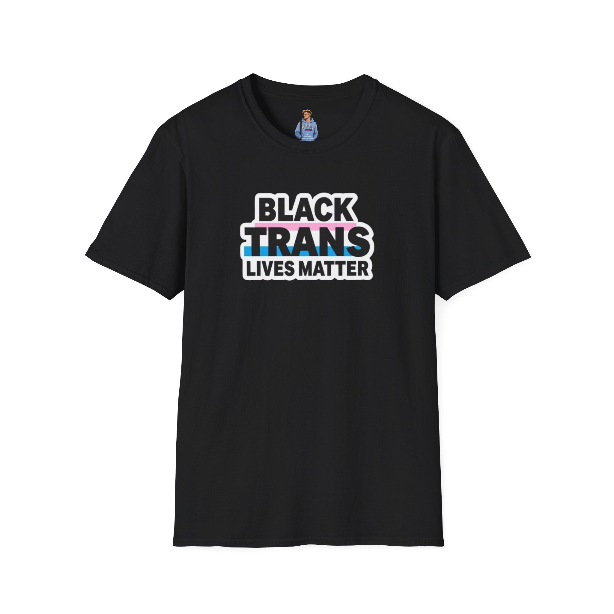 Unisex Softstyle T-Shirt - Black Trans Lives Matter Statement Tee