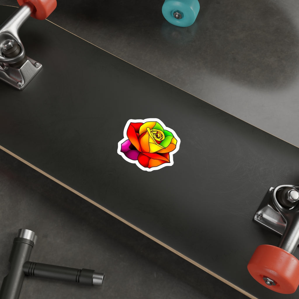 Rainbow Stained Glass Design Rose Sticker - EqualiTees.Me