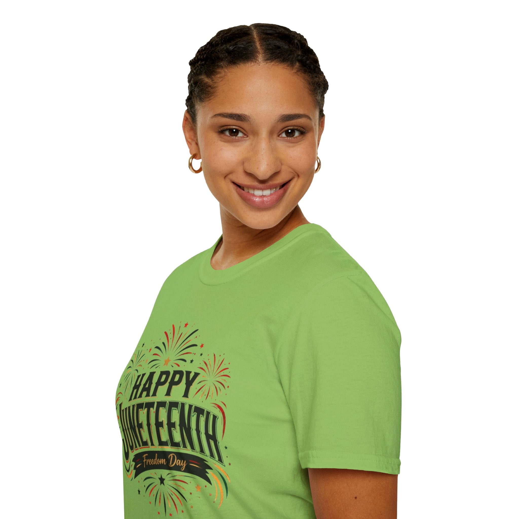 Juneteenth T-Shirt - "Happy Juneteenth" Fireworks Celebration Tee