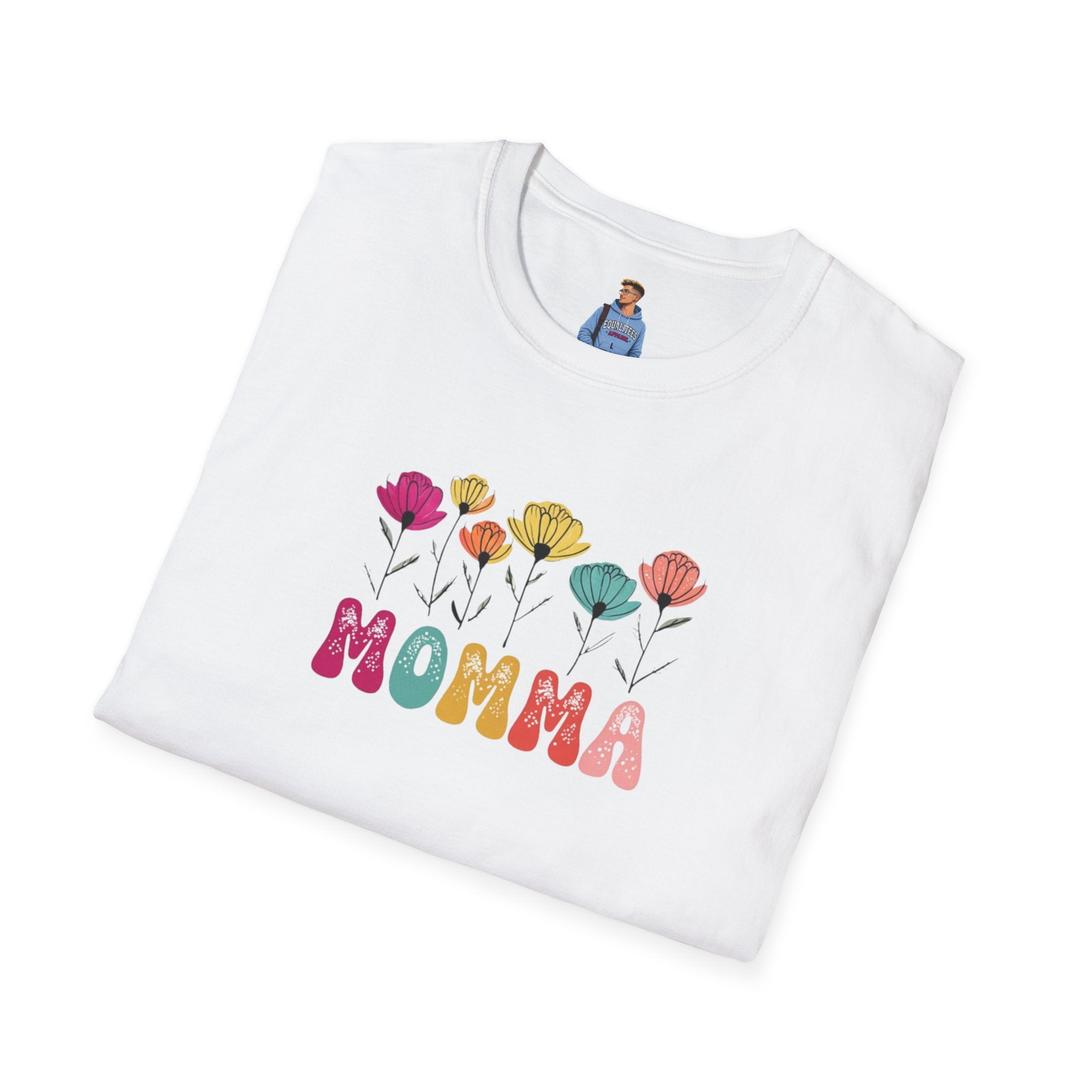 Camiseta unisex de estilo suave con estampado floral 'Momma': perfecta para el Día de la Madre y para usar todos los días