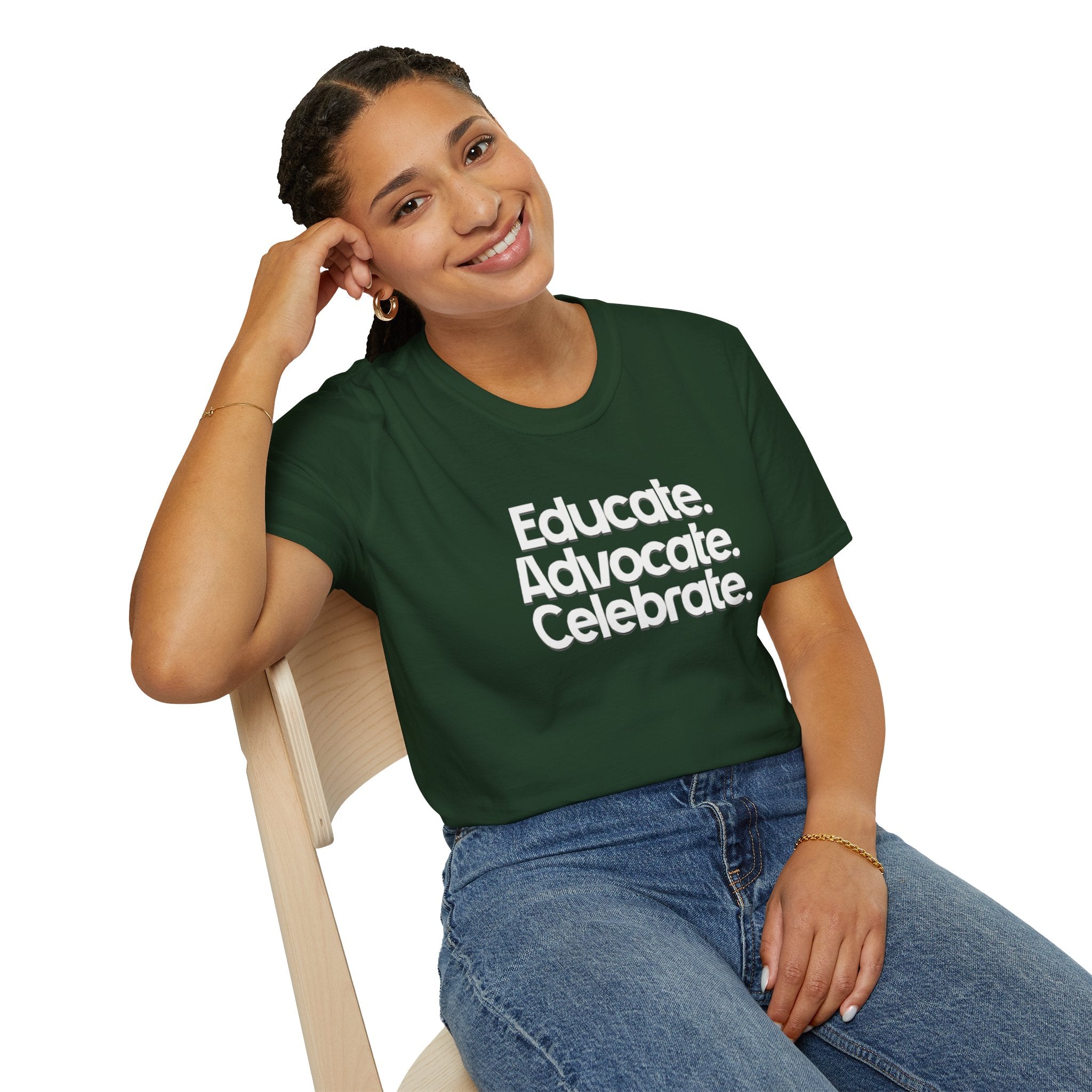 Educate. Advocate. Celebrate. Minimalist Pride T-Shirt