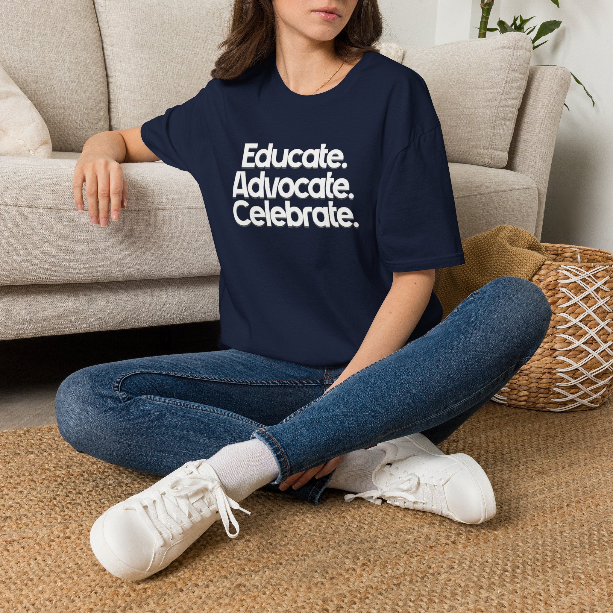 Educate. Advocate. Celebrate. Minimalist Pride T-Shirt
