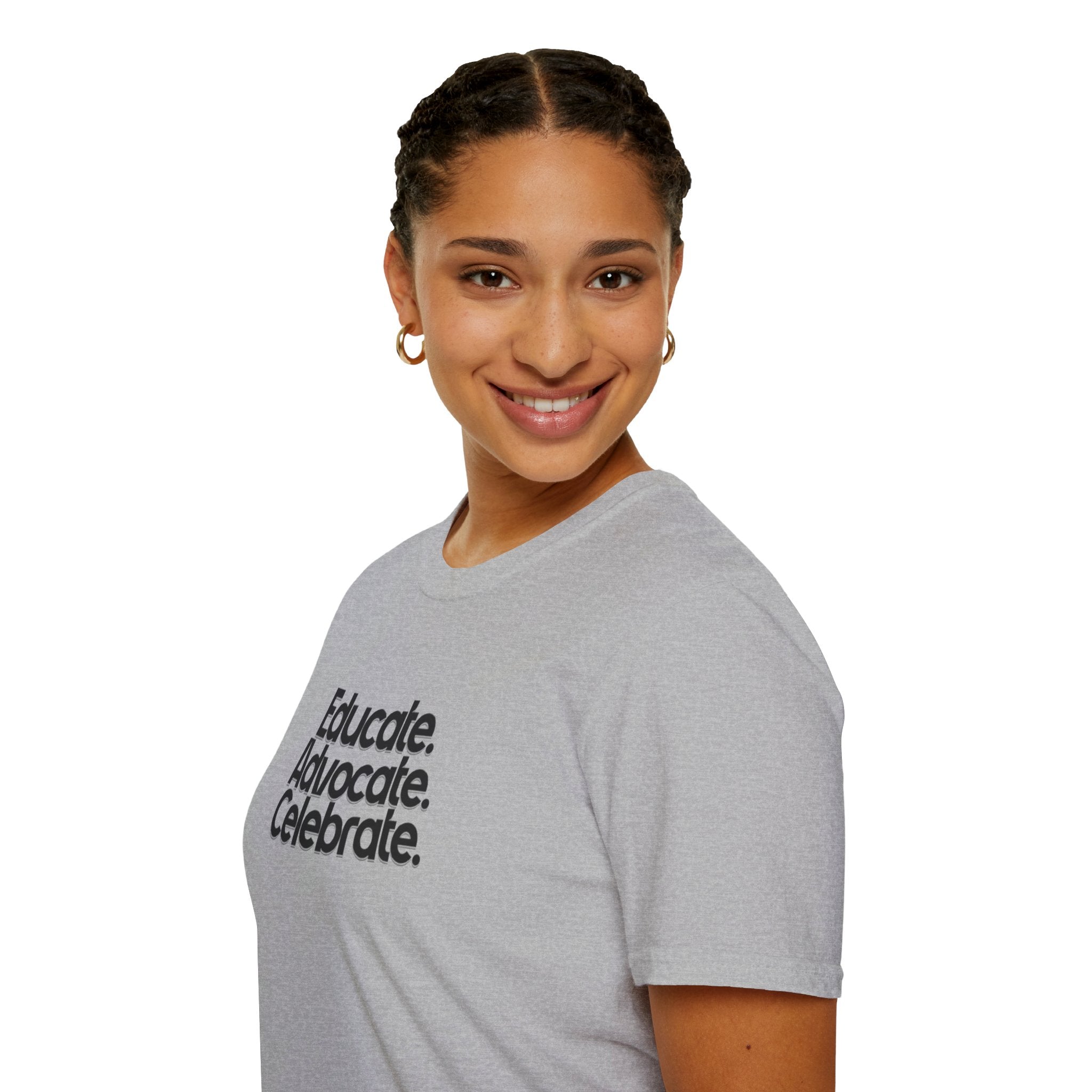 Teacher Advocate T-Shirt - Subtle Pride Educate Advocate Celebrate Design