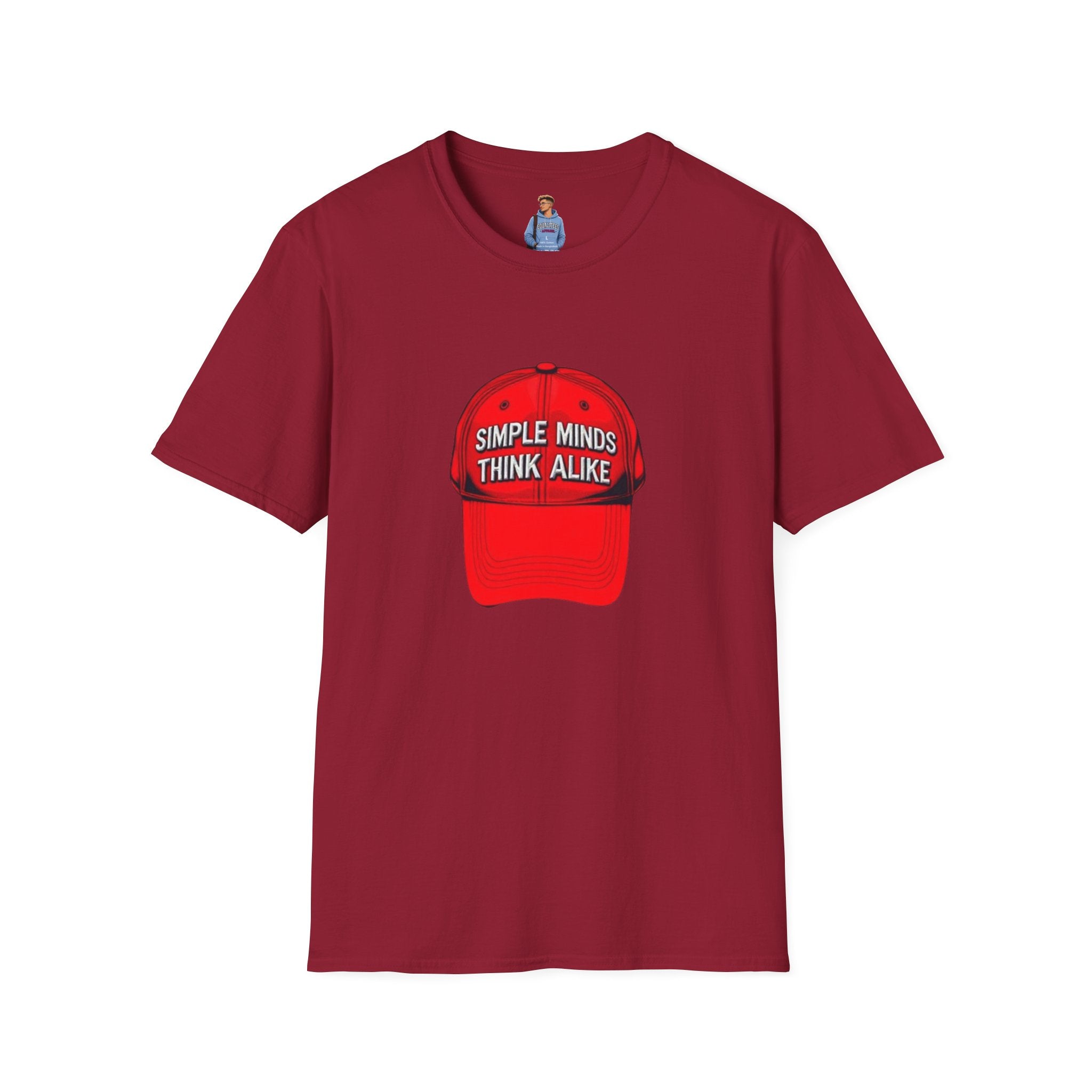 Camiseta unisex de estilo suave: camiseta gráfica con los lemas «Simple Minds Think Alike» y «Make America Think Again»