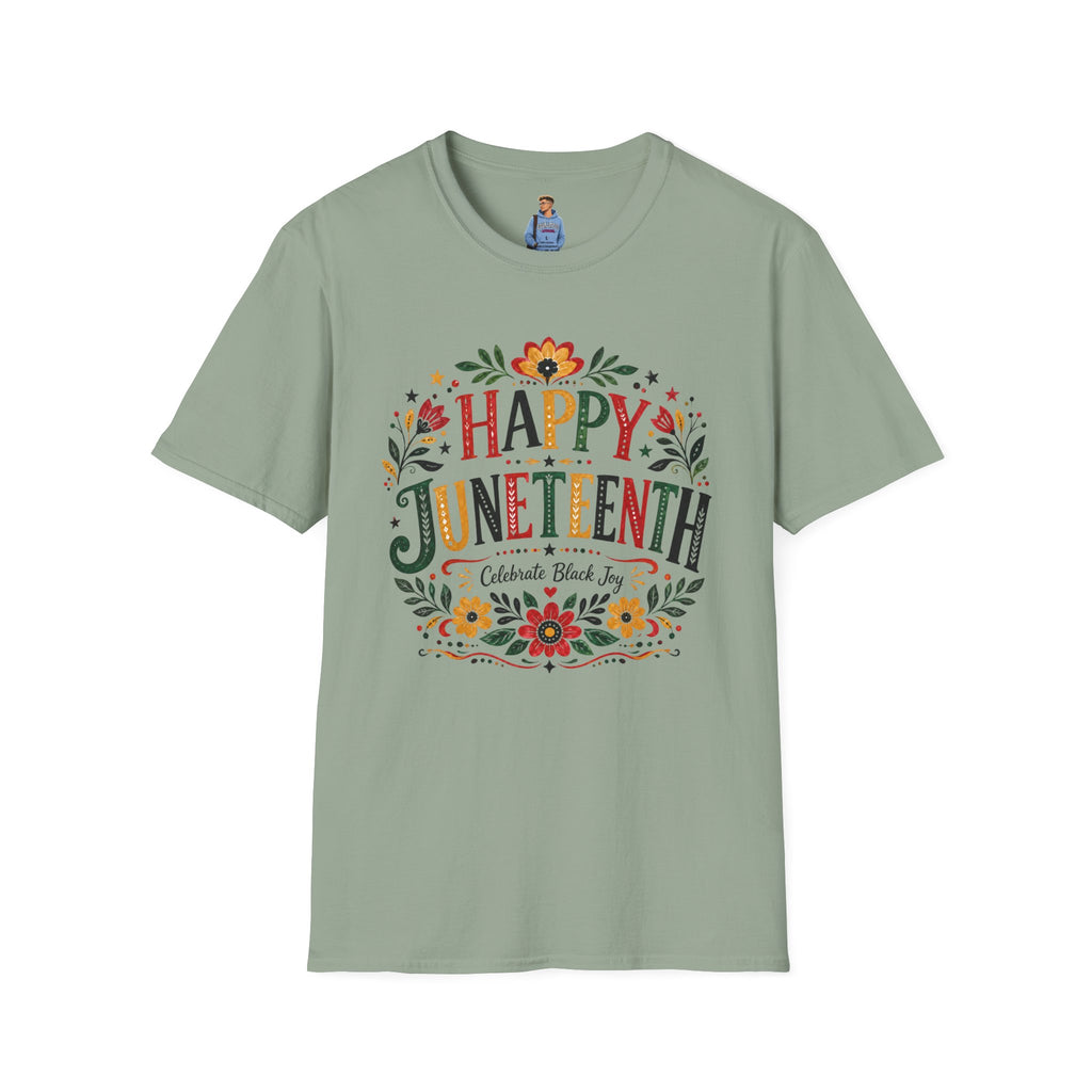 Juneteenth T-Shirt — "Happy Juneteenth" Floral Celebration Tee