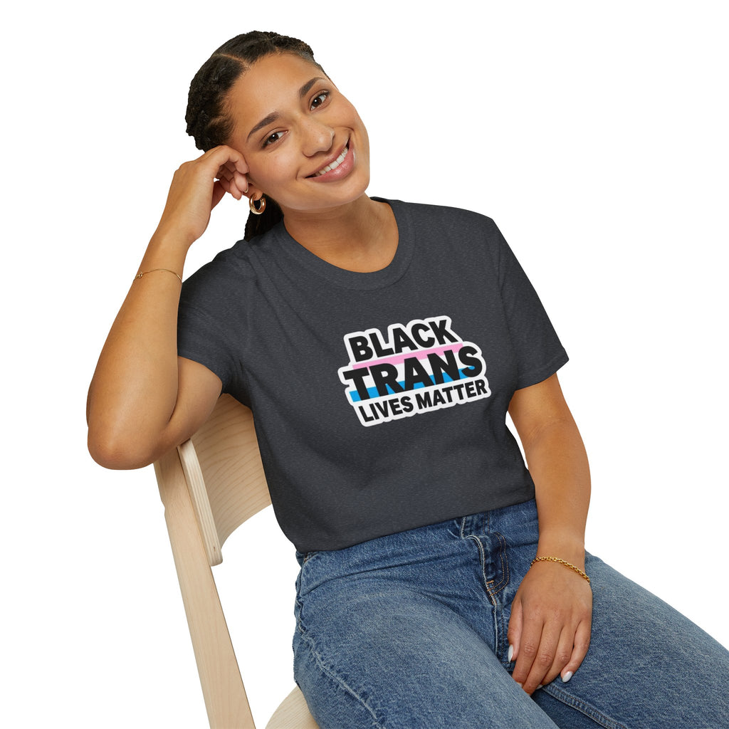 Unisex Softstyle T-Shirt - Black Trans Lives Matter Statement Tee
