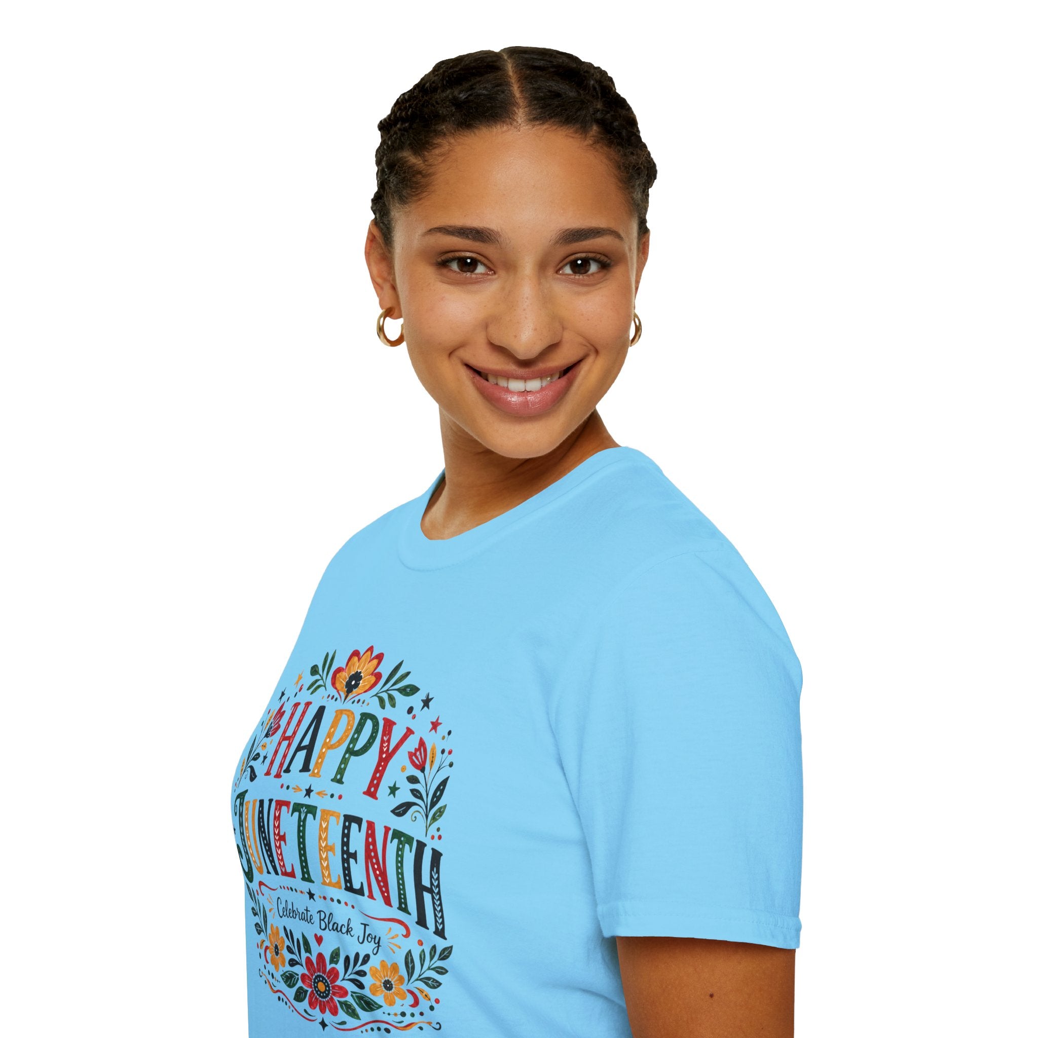 Juneteenth T-Shirt — "Happy Juneteenth" Floral Celebration Tee